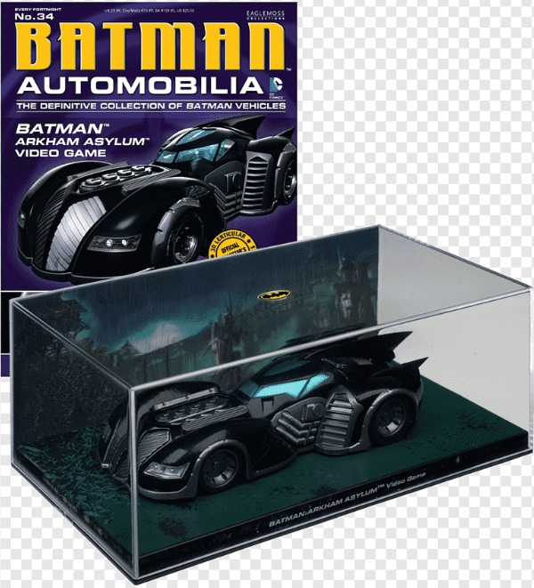 Batman Automobilia - BATMAN ARKHAM ASYLUM - Escala 1:43 fabricado en metal fundido, incluye revista con historia del modelo