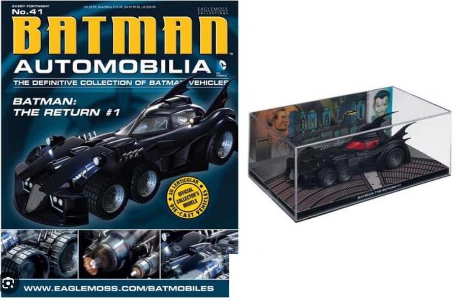 Batman Automobilia - BATMAN THE RETURN - Escala 1:43 fabricado en metal fundido, incluye revista con historia del modelo