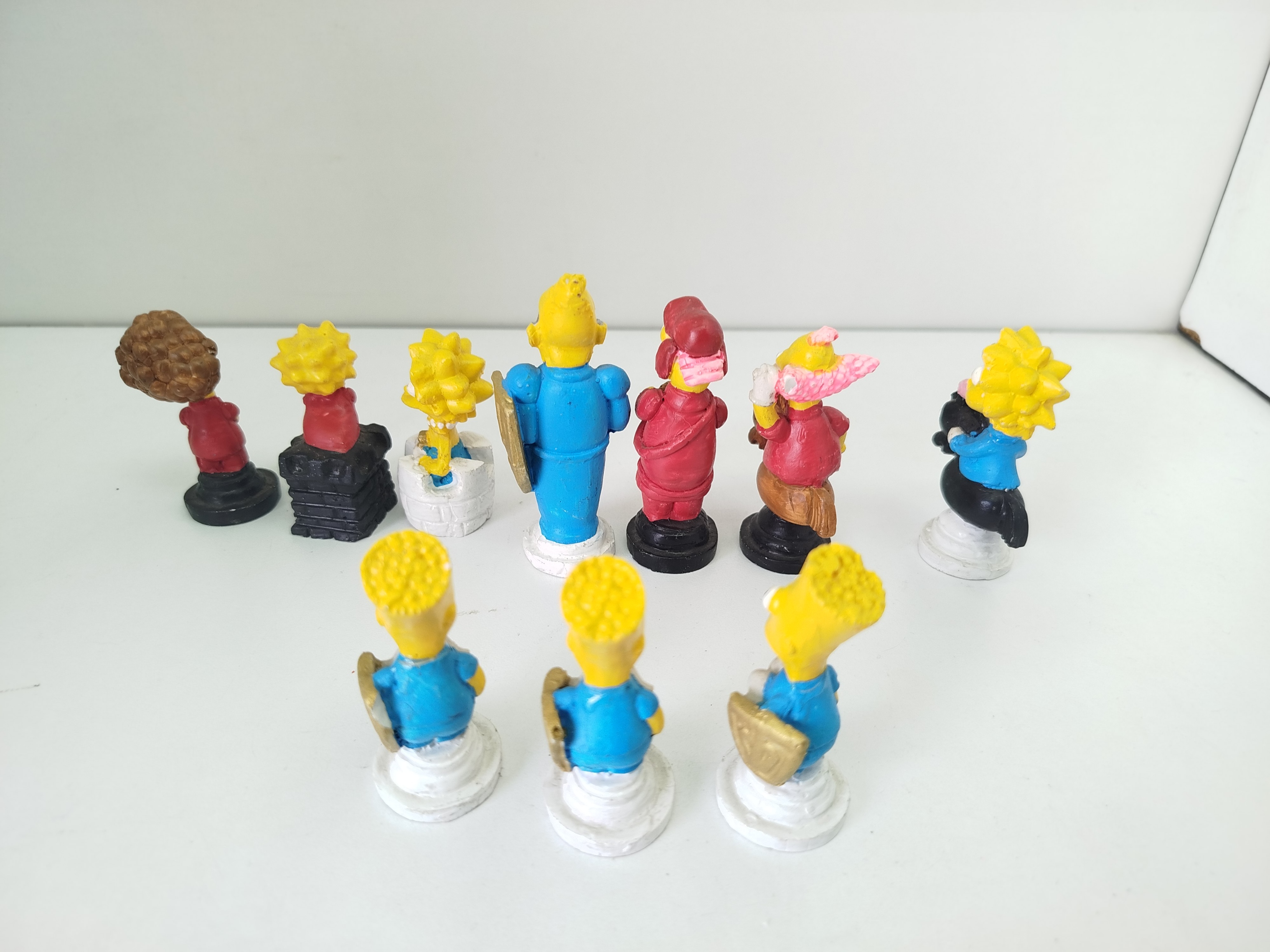 LOS SIMPSONS - Lote de 10 figuras de ajedrez  pintados a mano
