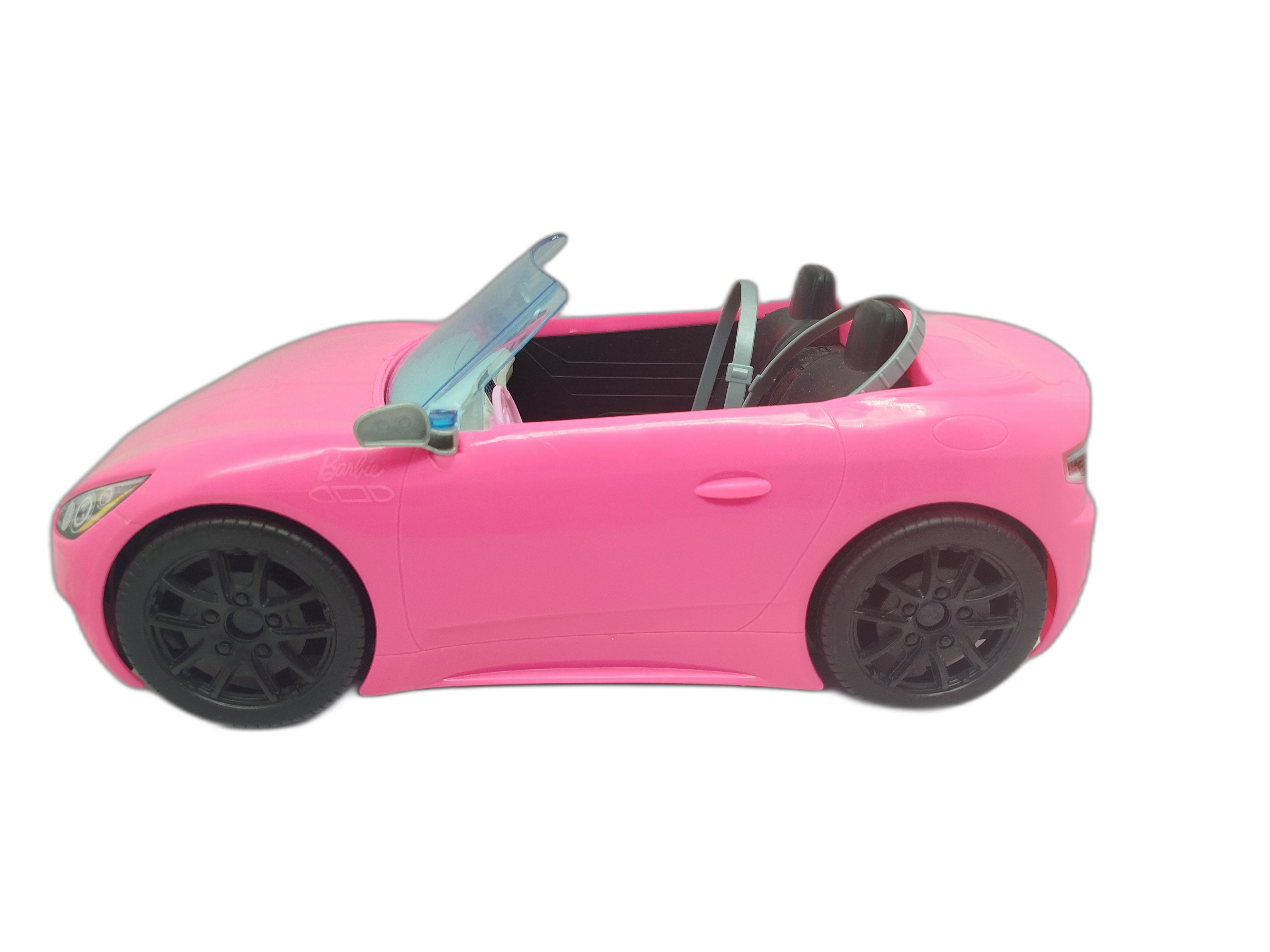 Barbie  - Vehículo descapotable color Rosa brillante. Con cinturones de seguridad.