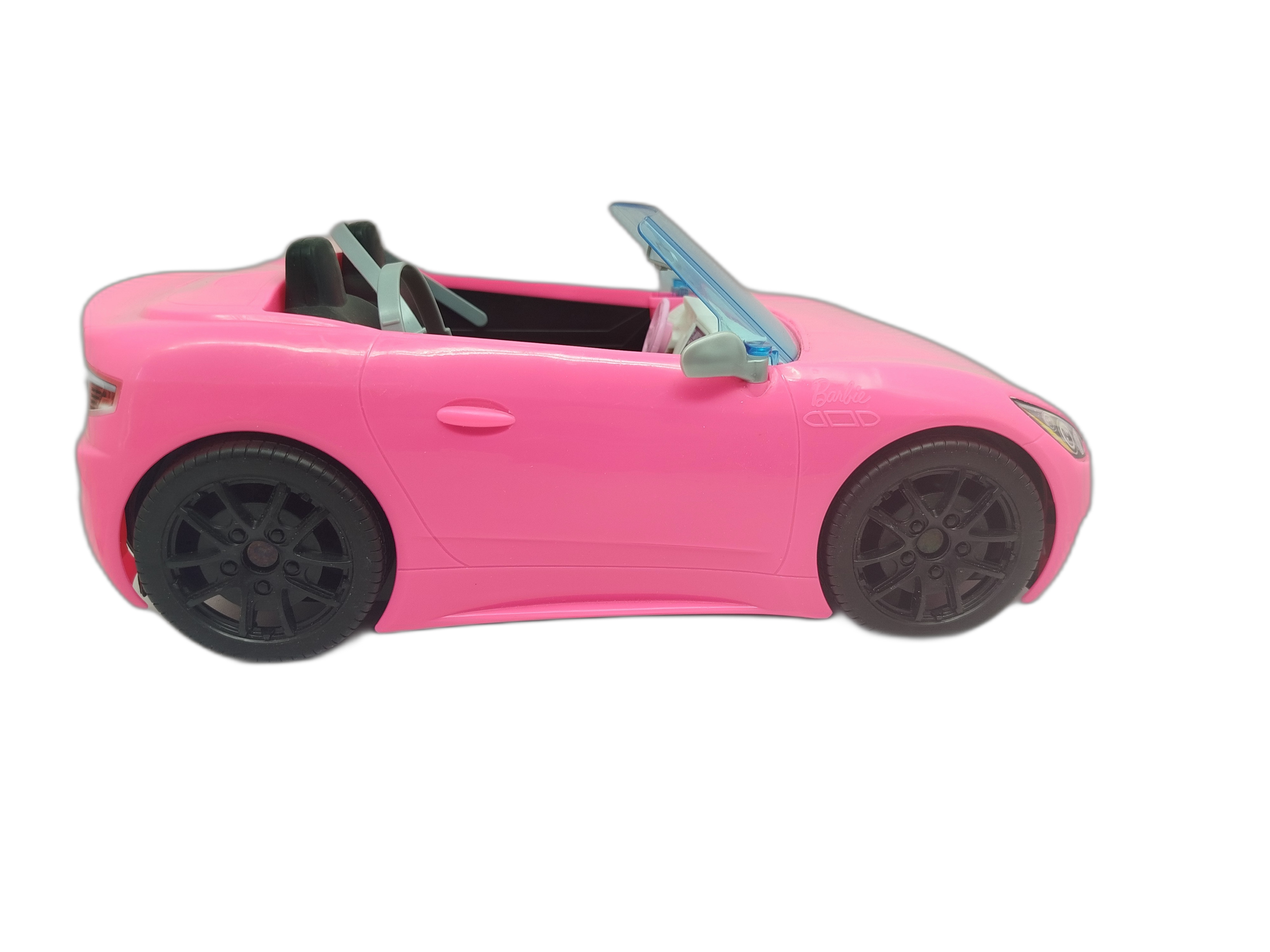 Barbie  - Vehículo descapotable color Rosa brillante. Con cinturones de seguridad.