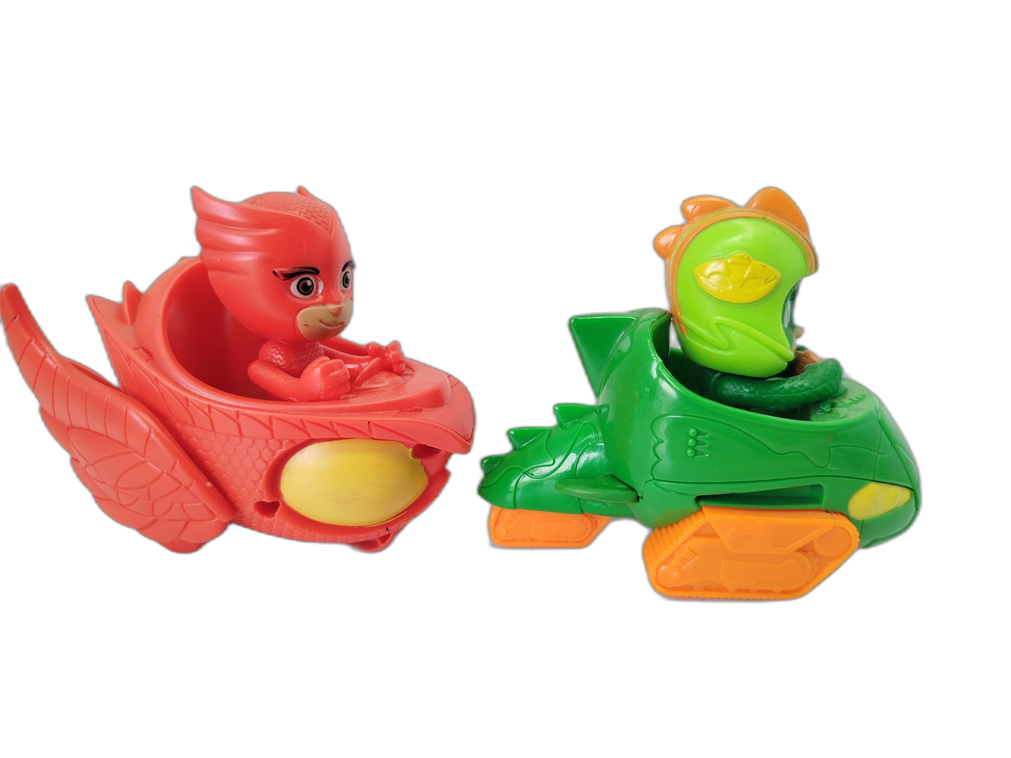 PJMASK  - Mini Wheelie Vehicles - Gekko en su movil verde y Buhita en su Buho delta rojo