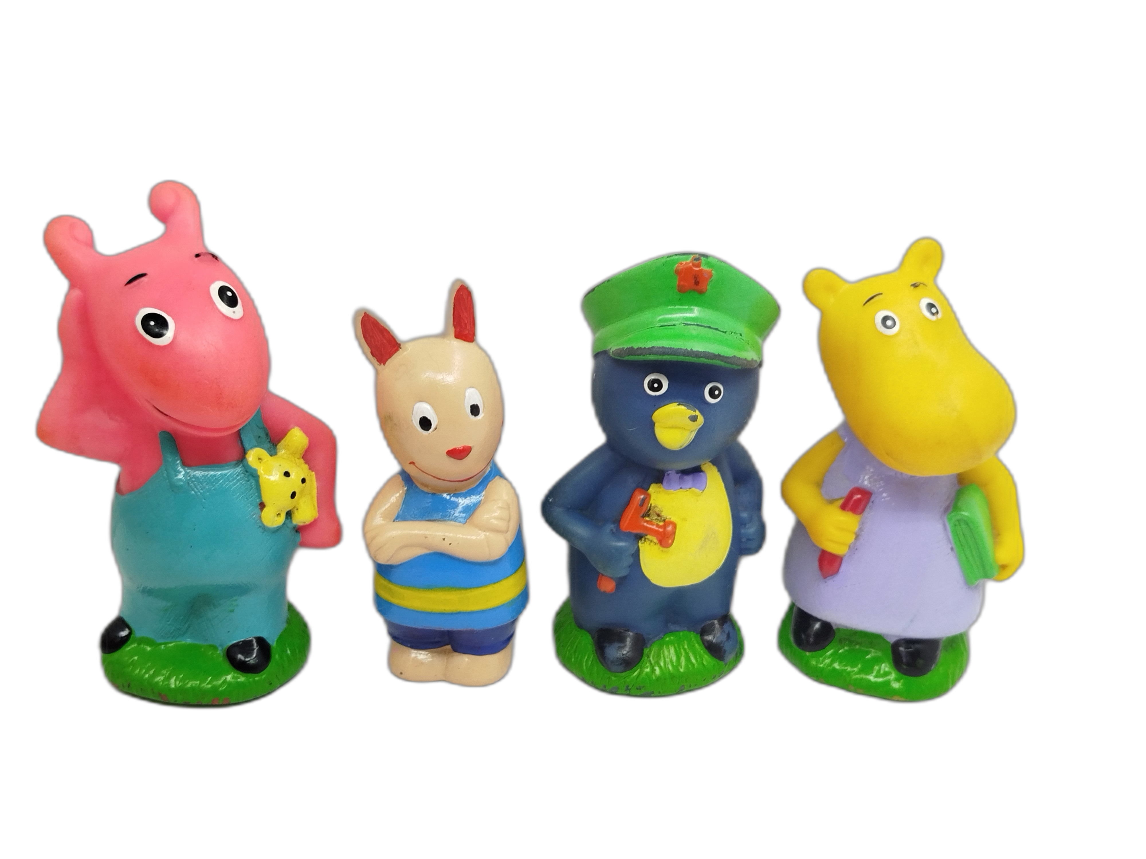 Los Backyardigans, las cuales pertenecen a la colección temática escolar / cotidiana. Son muñecos fabricados en plástico PVC y goma rígida