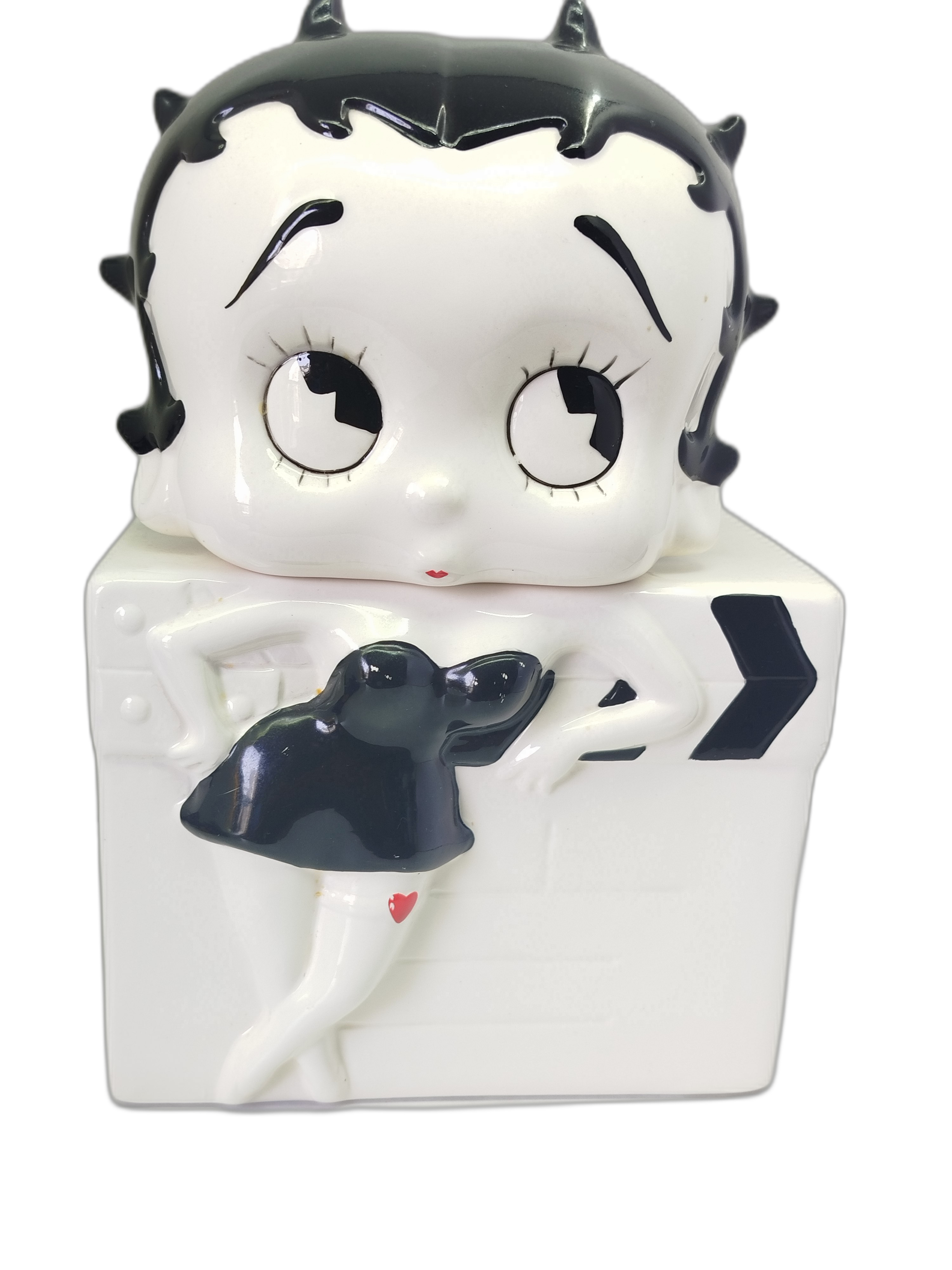 Cookie Jar o Galletero cerámico vintage de Betty Boop en blanco y negro,