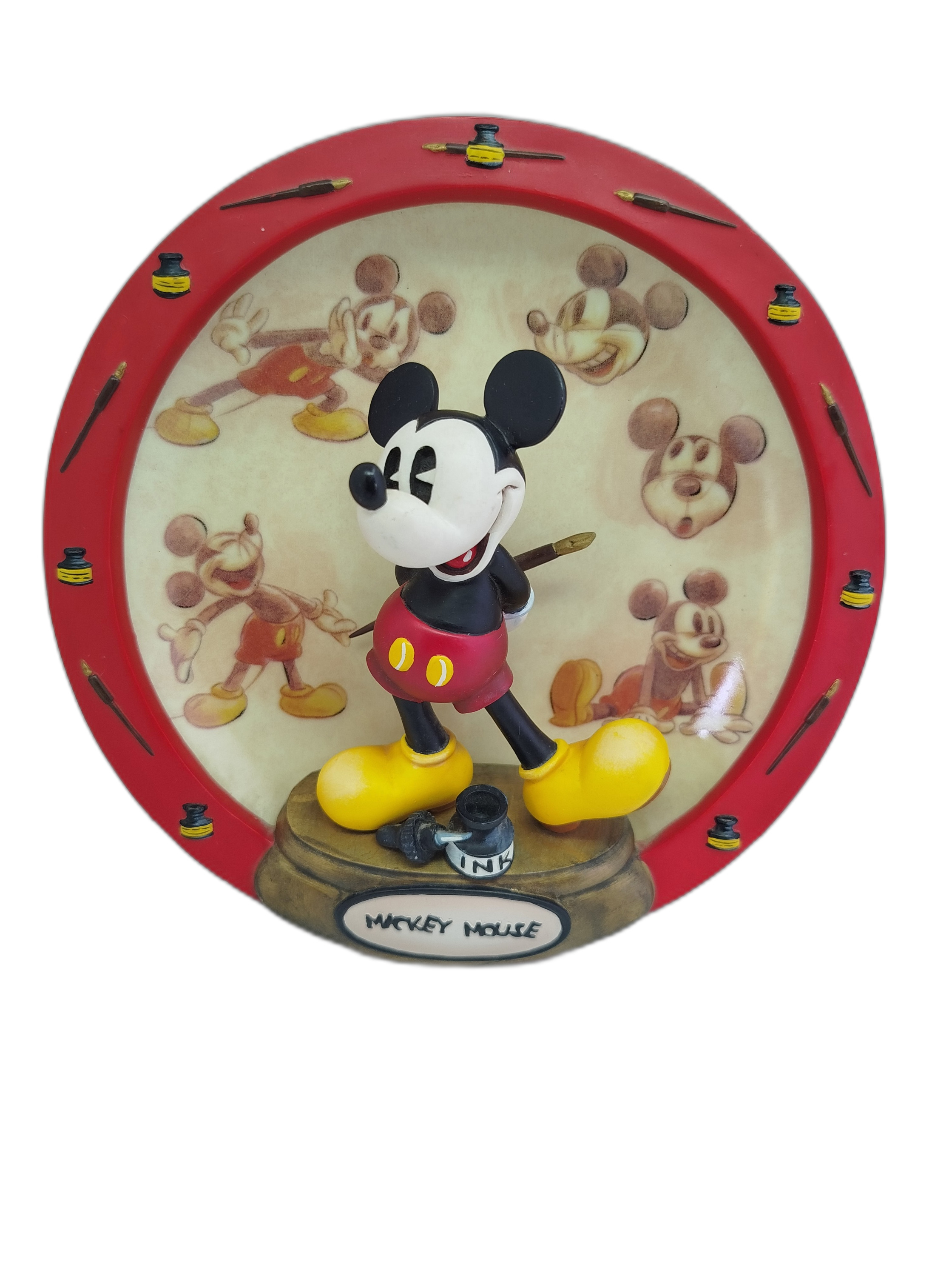 Plato decorativo de 1998 de Bradford Exchange: Disney Mickey Mouse "From the Drawing Board"