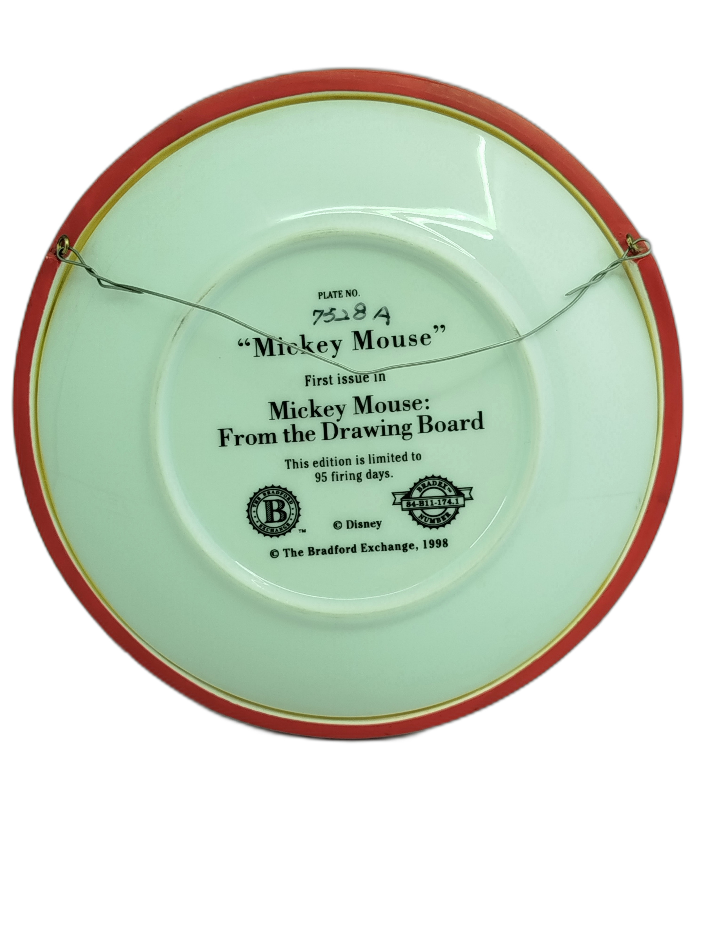 Plato decorativo de 1998 de Bradford Exchange: Disney Mickey Mouse "From the Drawing Board"