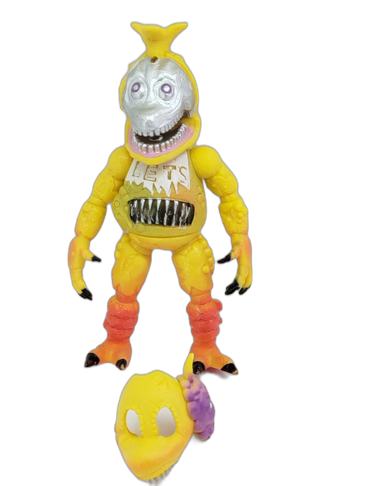 Five Nights at Freddy's - Nightmare Freddy, Nightmare Bonnie, un guardia de seguridad, Chica, Foxy y Springtrap, acompañados de cabezas o máscaras intercambiables