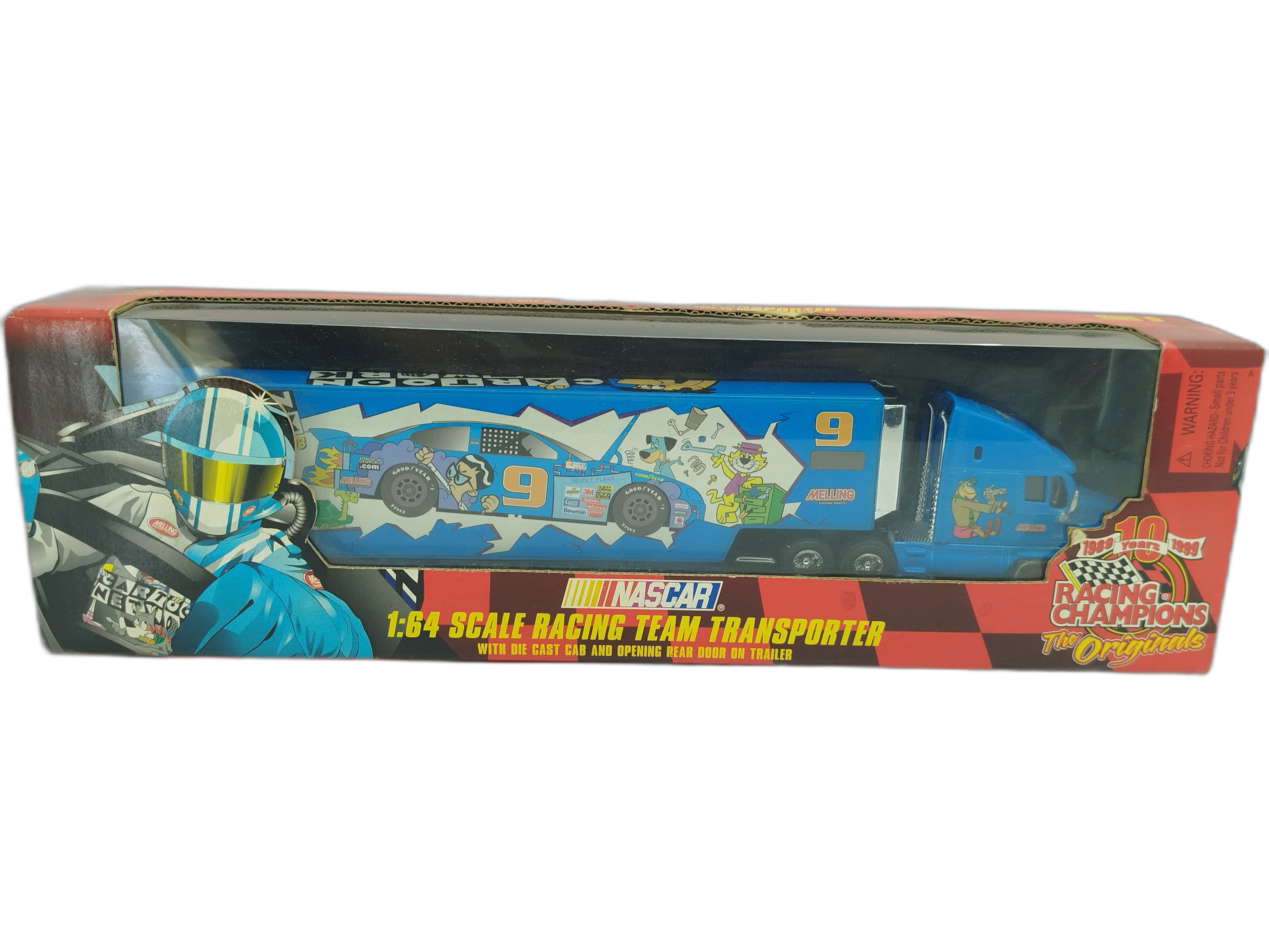 Es un camión transportador a escala 1:64 de Racing Champions de la serie NASCAR Cartoon Network Racing Team de 1999