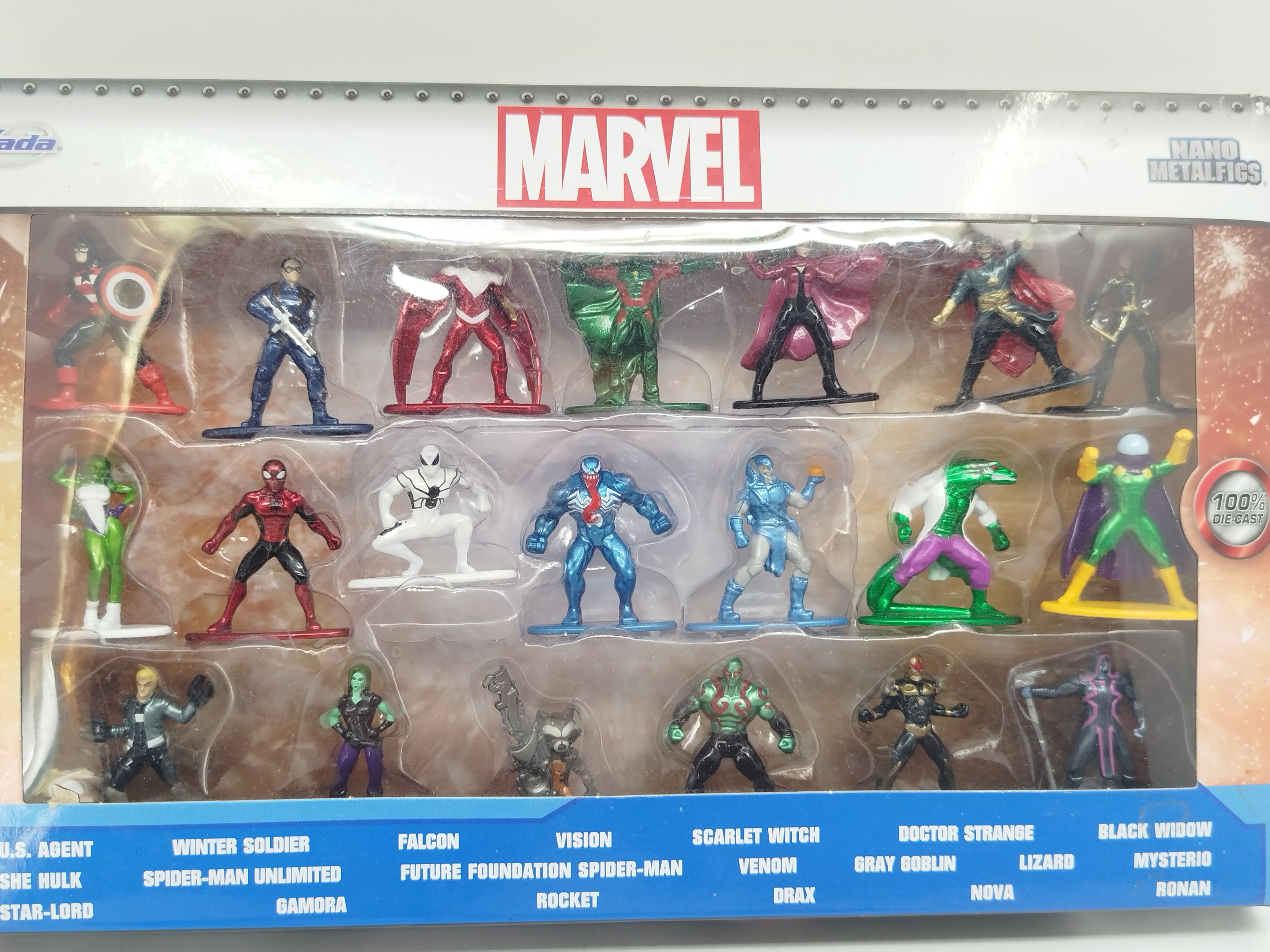 Set de 20 Figuras coleccionables de Metal de Minecraft de la linea Nano Metalfigs - Personajes de Marvel