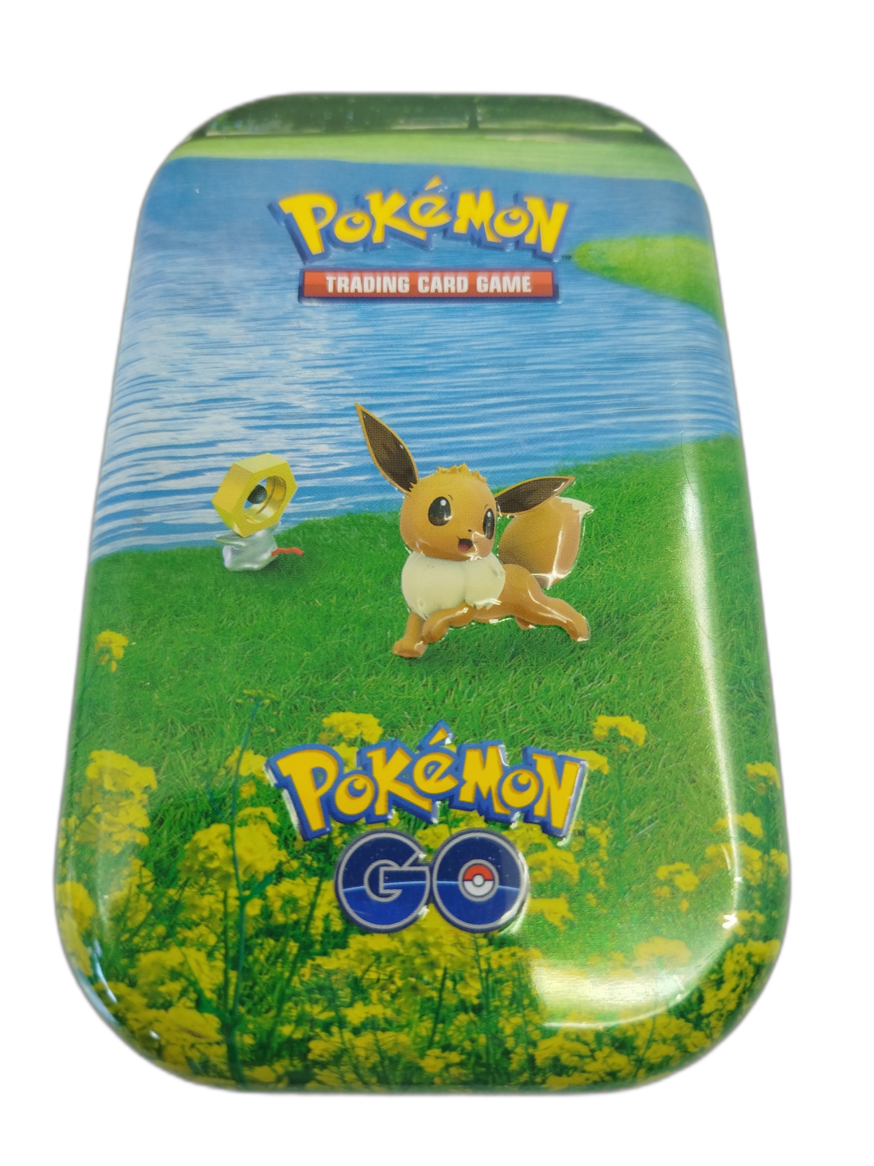  Pokemon - Mini Lata metálica de Eevee & Meltan perteneciente a la expansión especial Pokémon GO de Pokémon TCG