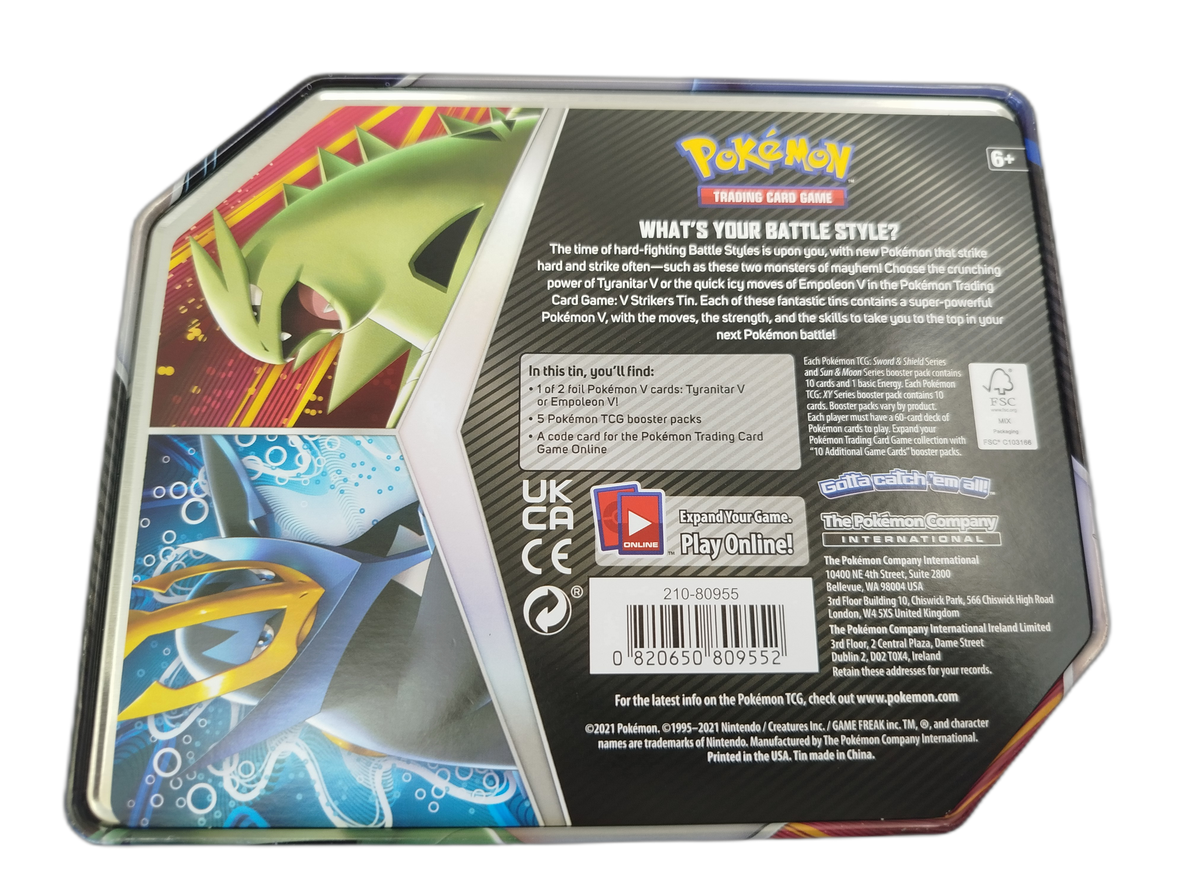  Pokemon - Lata metálica de  V Strikers Tin de Tyranitar V