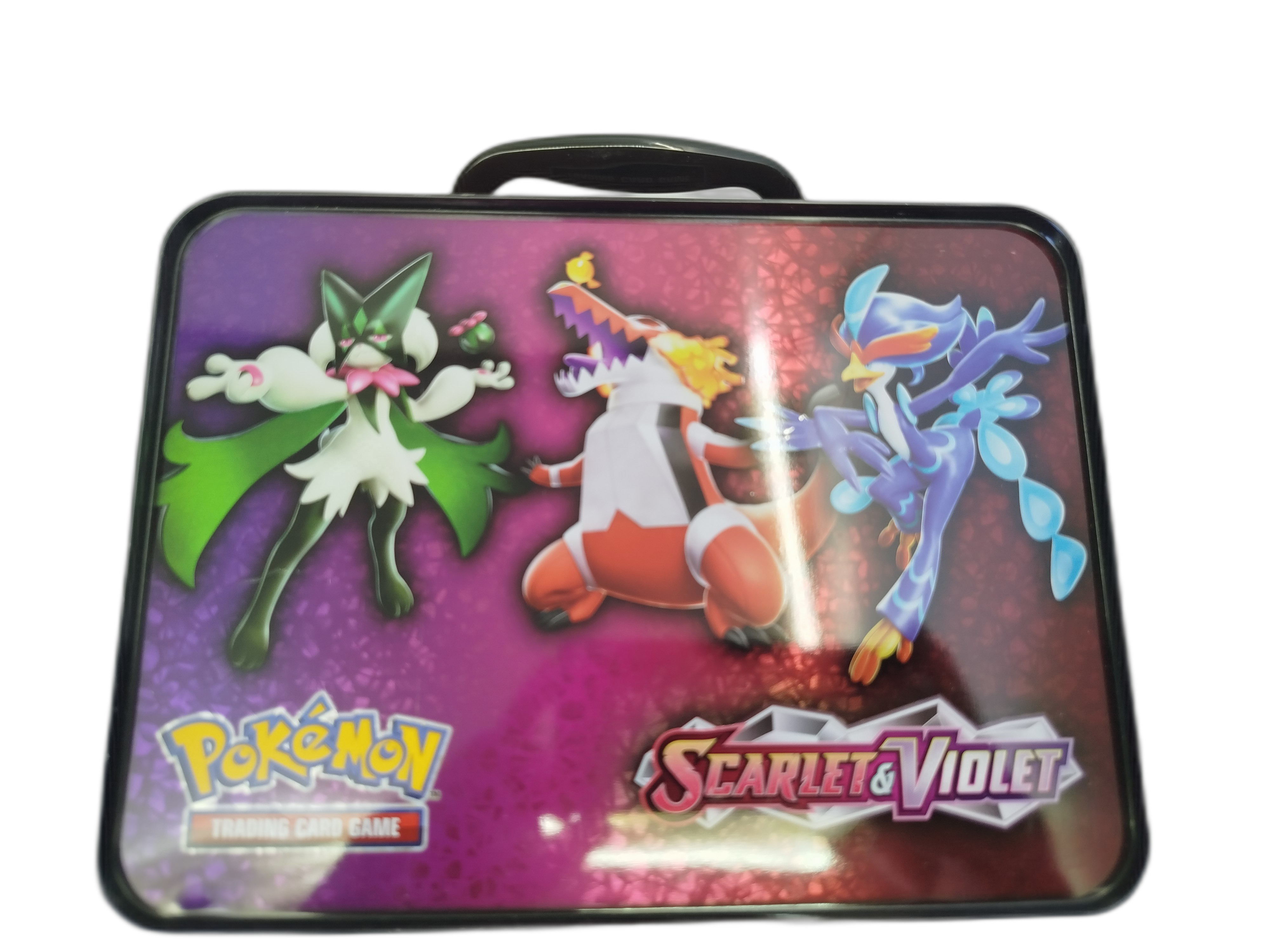  Pokemon - Lata metálica de  Pokémon con manija de Charizard Teracristalizado de Tipo Siniestro