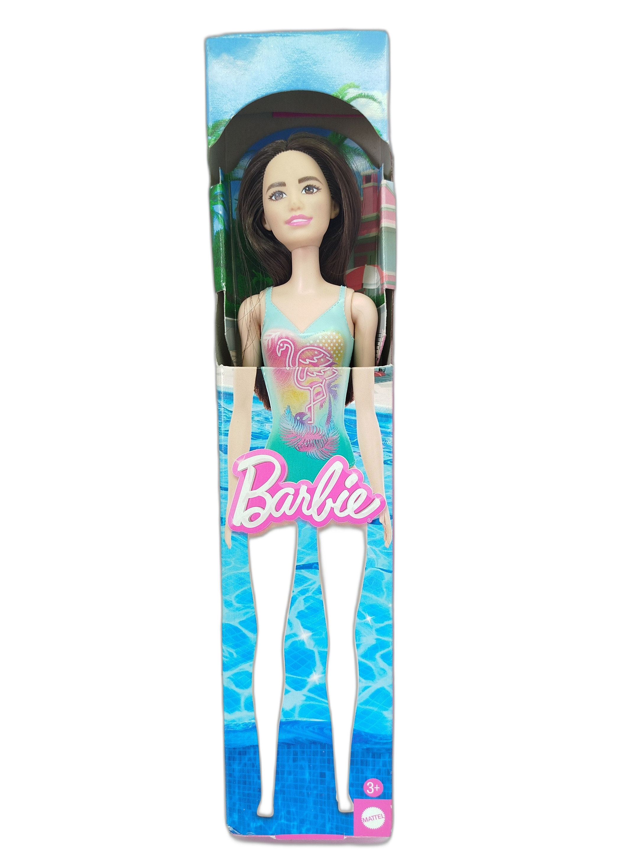 Barbie - Barbie Fashion & Beauty - Muñeca de Playa (Traje de Baño Azul con Flamenco), lanzada originalmente en la colección de playa de 2023