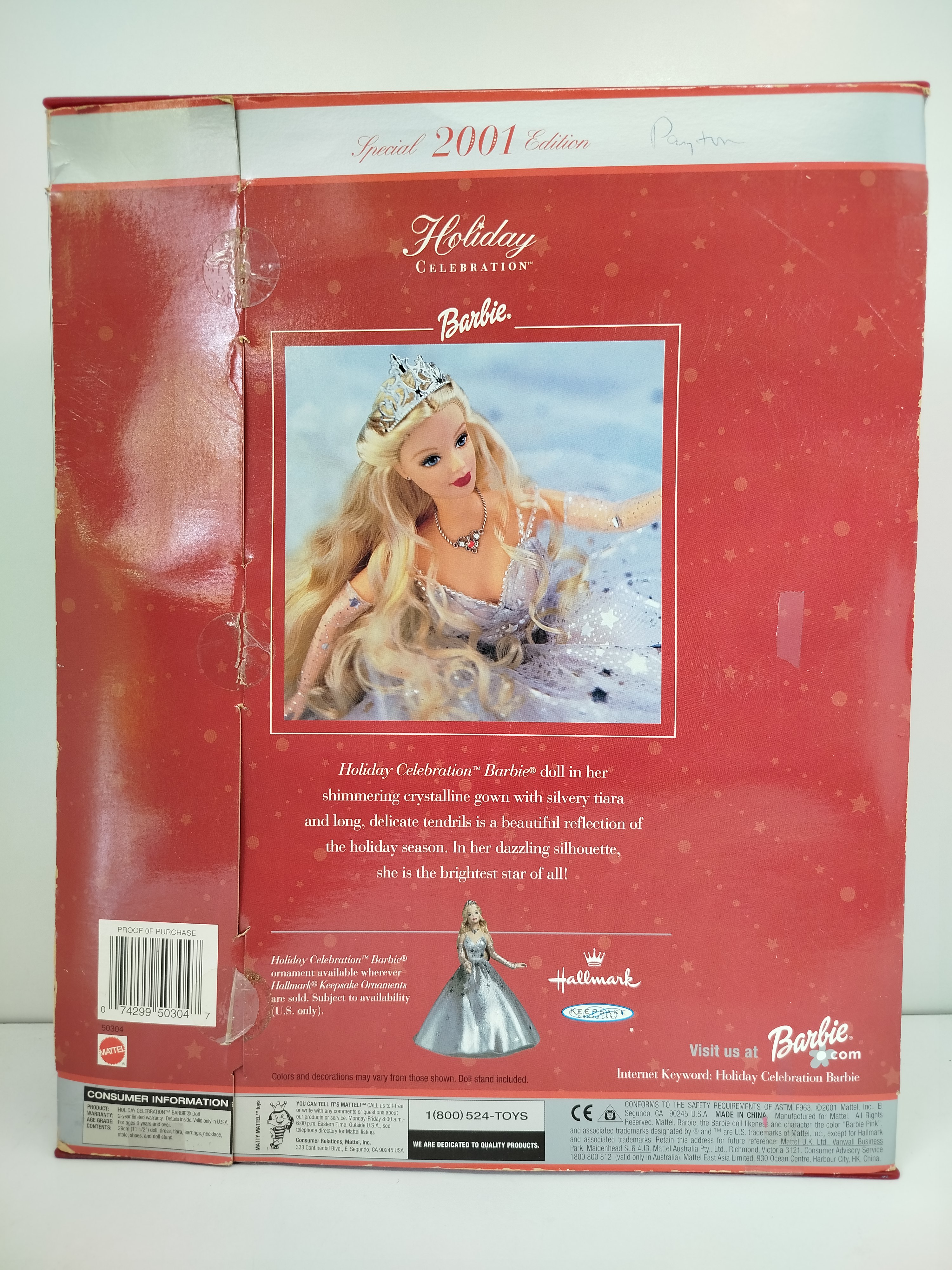 Mattel Holiday Celebration Barbie 2001 (Edición Especial / Modelo 50304), la segunda entrega oficial de la serie Holiday Celebration.