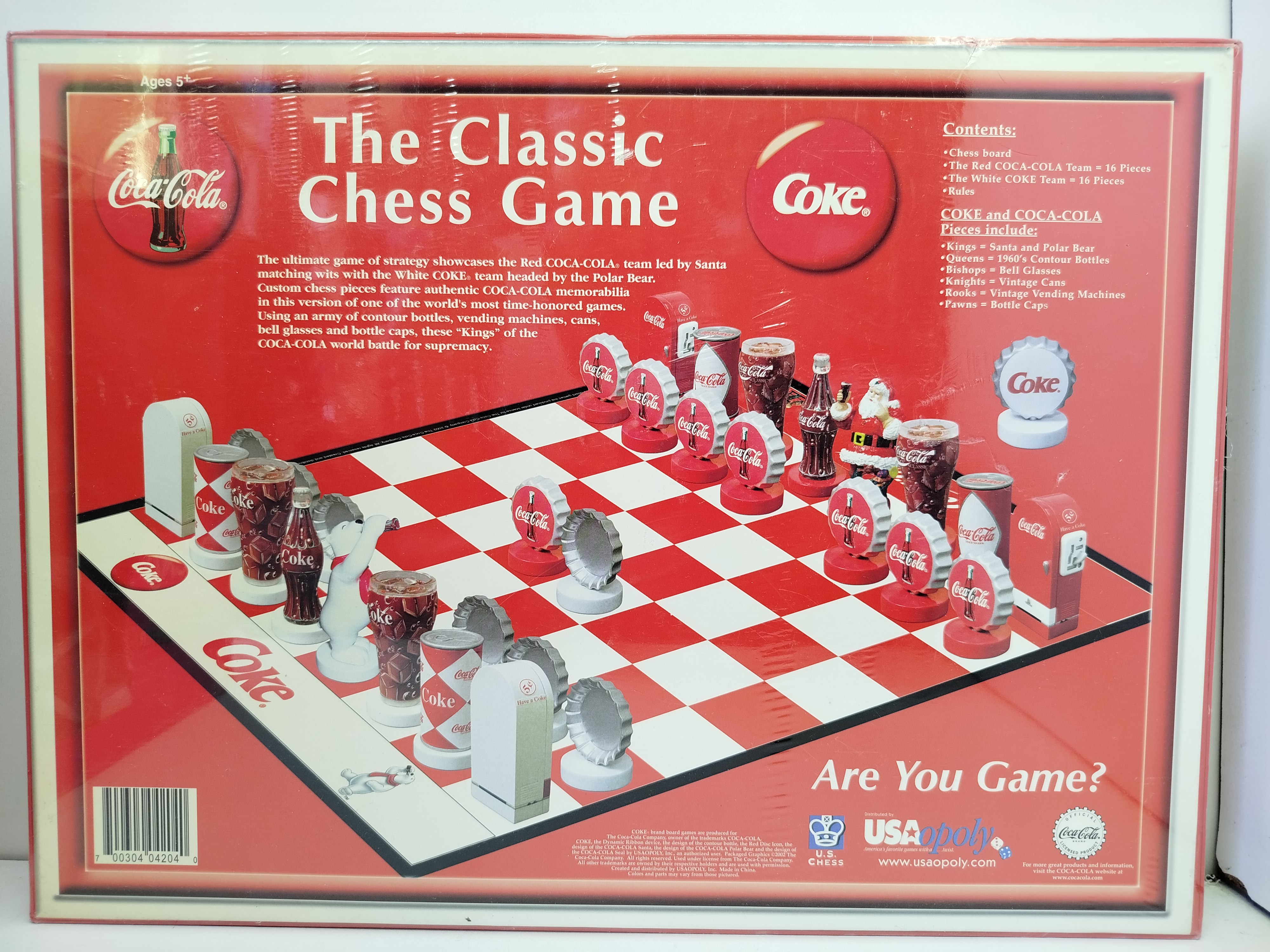  Ajedrez Coca-Cola Collector's Edition, producido por la marca USAopoly originalmente alrededor del año 2002. En su caja original sin destapar
