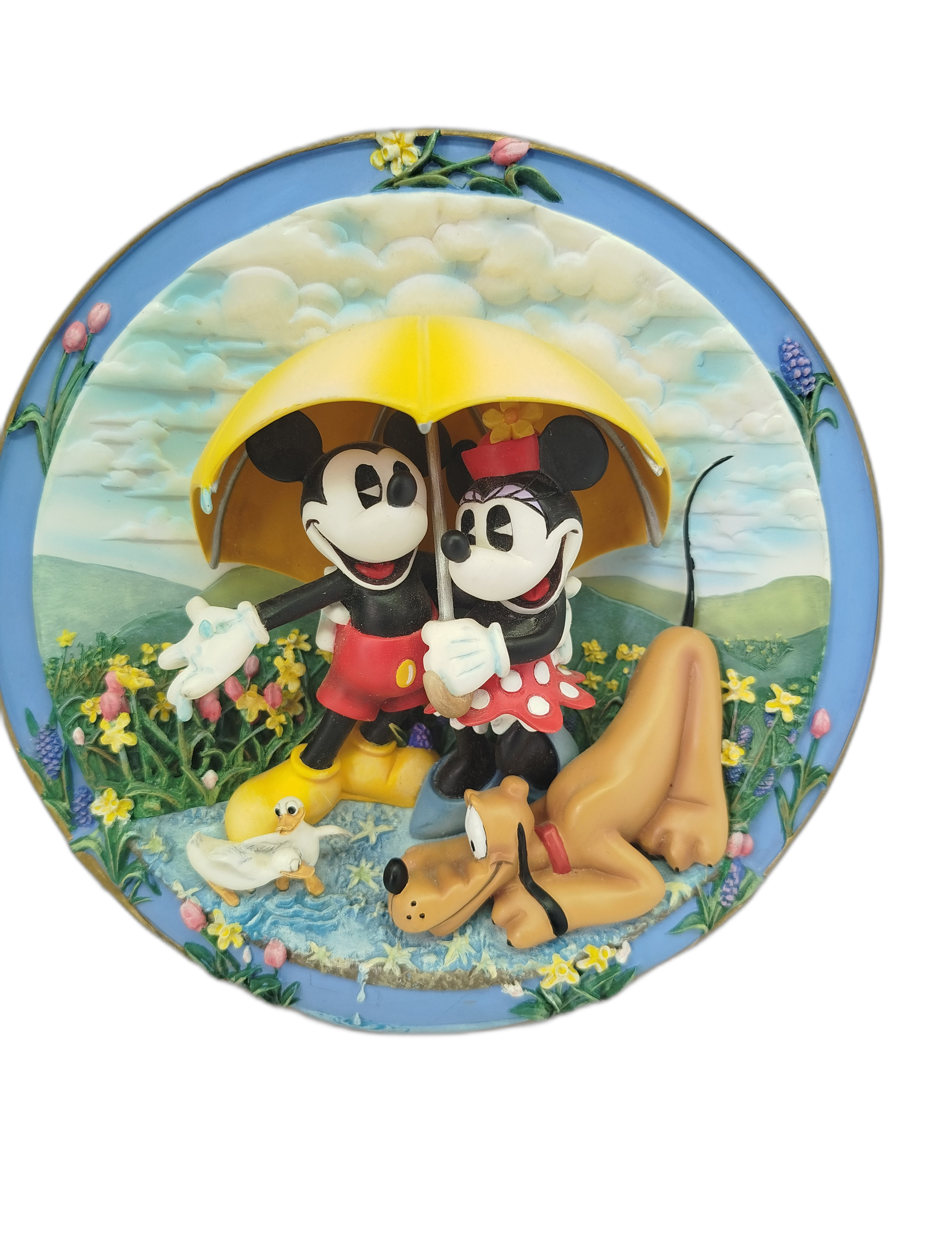 Plato decorativo de 1998 de Bradford Exchange: Disney Mickey Mouse   "Spring Days Make Friendship Blossom"
