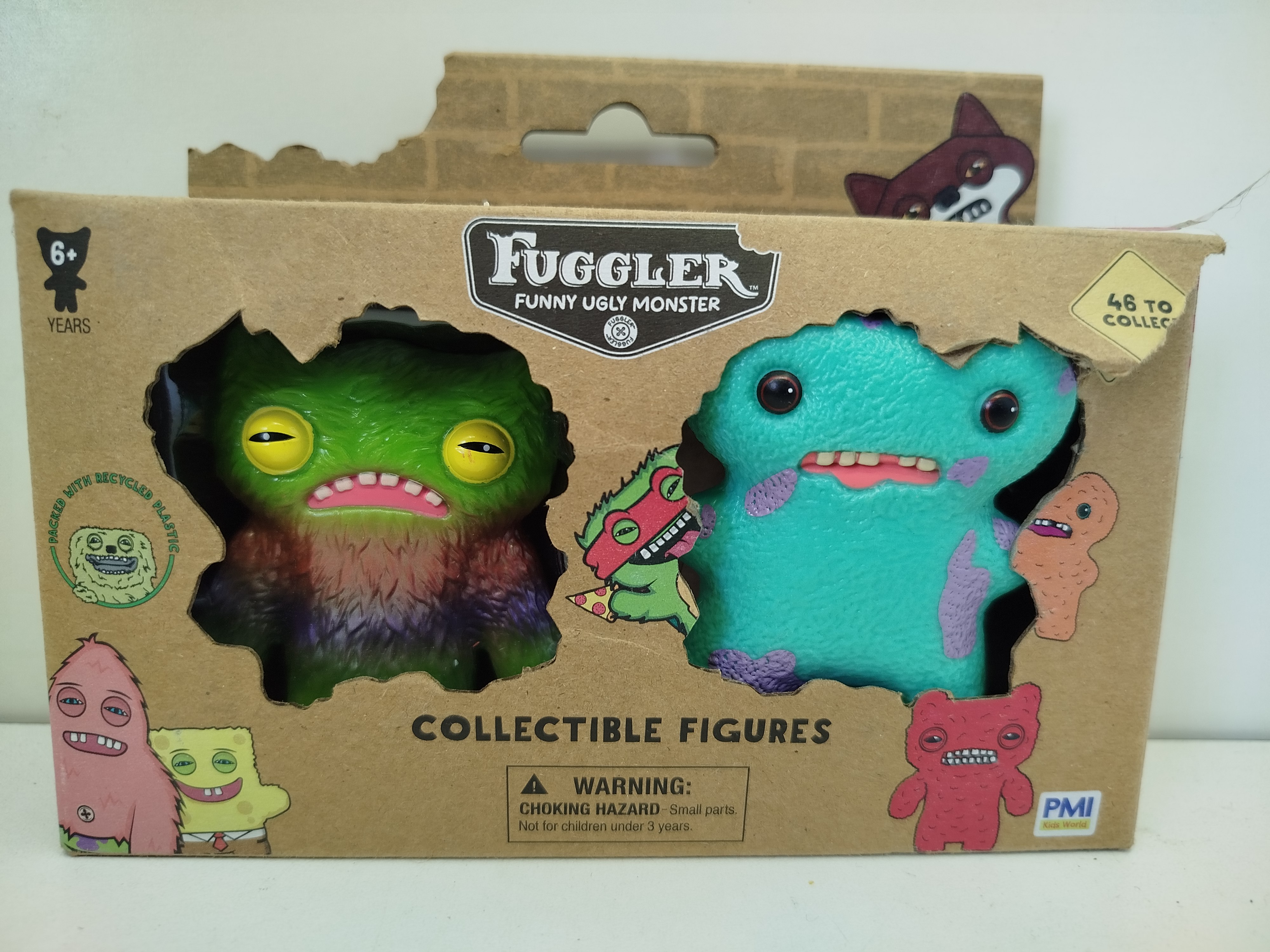 Paquete de 2 figuras de vinilo coleccionables Fuggler (Funny Ugly Monster), fabricado oficialmente por PMI Kids World
