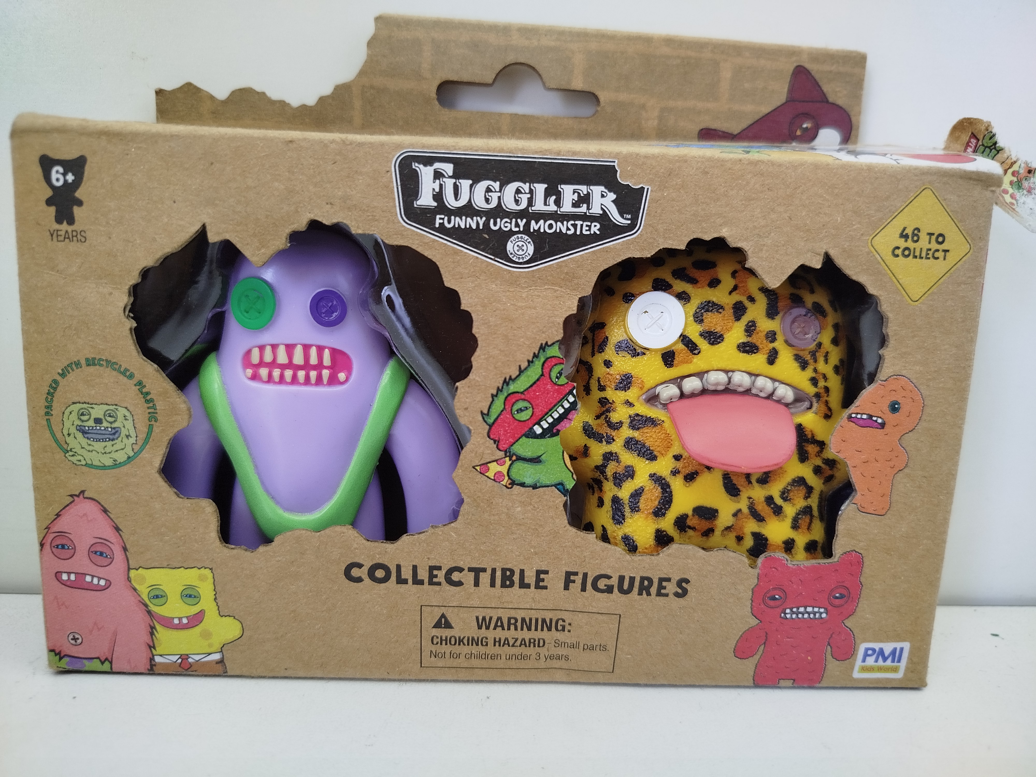 Paquete de 2 figuras de vinilo coleccionables Fuggler (Funny Ugly Monster), fabricado oficialmente por PMI Kids World