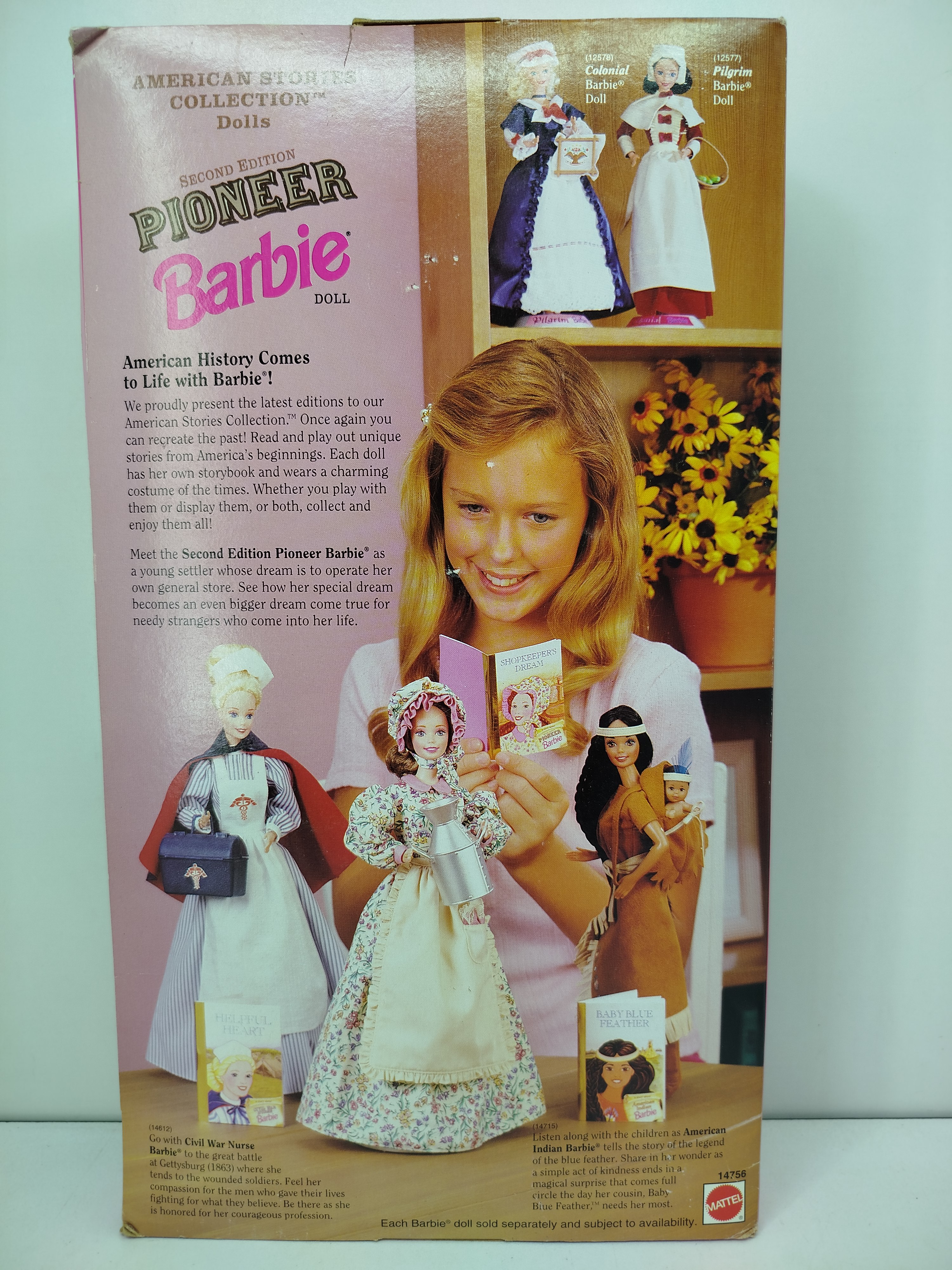 Pioneer Barbie / Pioneer Shopkeeper (Segunda Edición) de la colección American Stories Collection, lanzada por Mattel en 1995