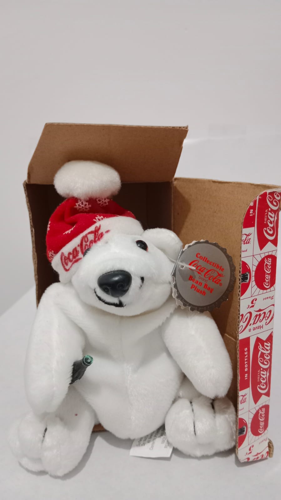 Vintage 1997 Coca Cola oso polar de felpa en estilo navideño