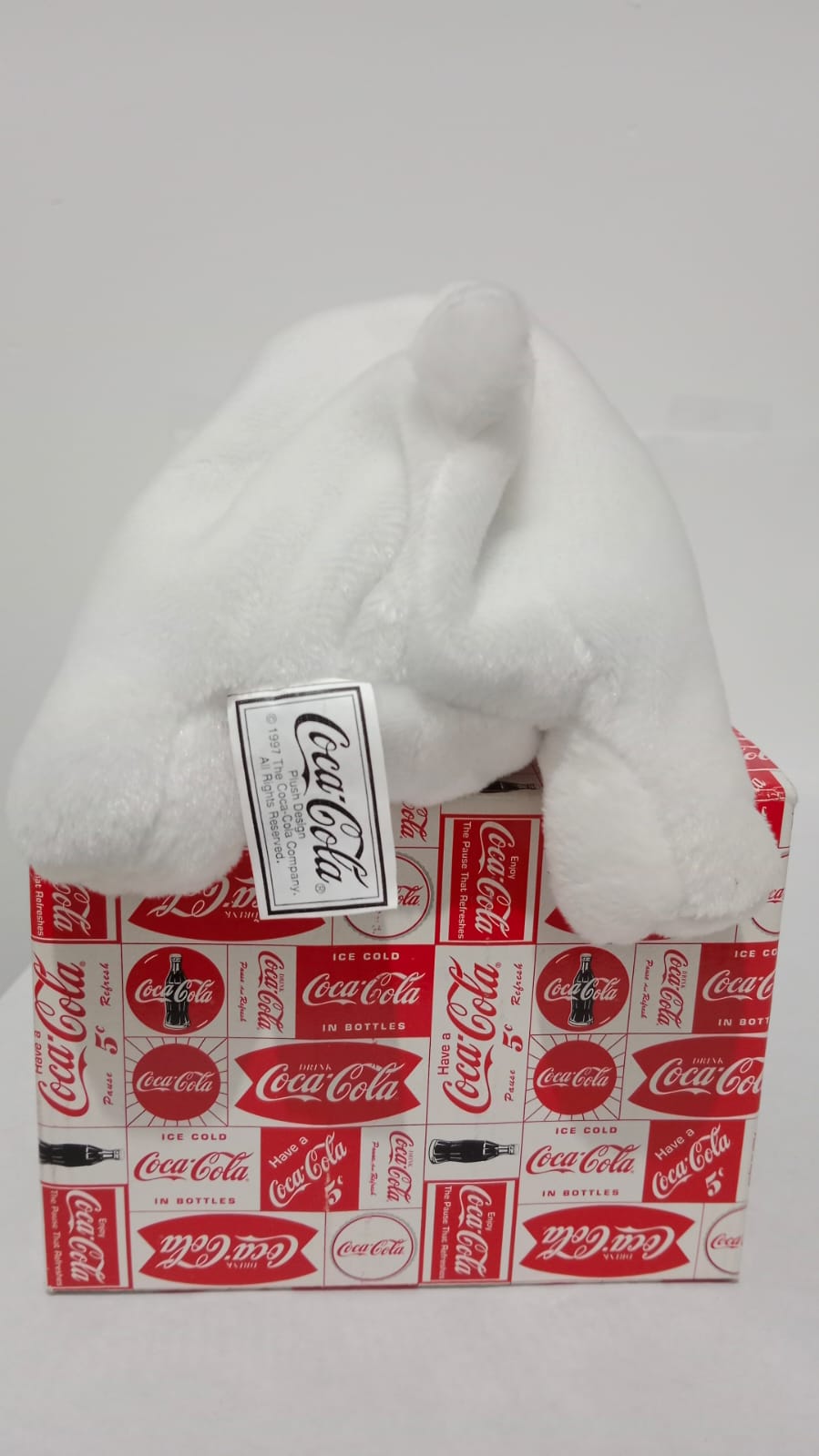 Vintage 1997 Coca Cola oso polar de felpa en estilo navideño