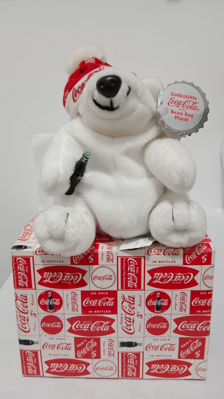 Vintage 1997 Coca Cola oso polar de felpa en estilo navideño