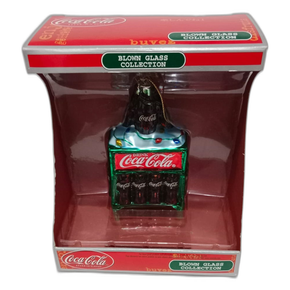 Adorno navideño coca cola de vidrio soplado en cofre de hielo BLOW GLASS COLLECTION 2003