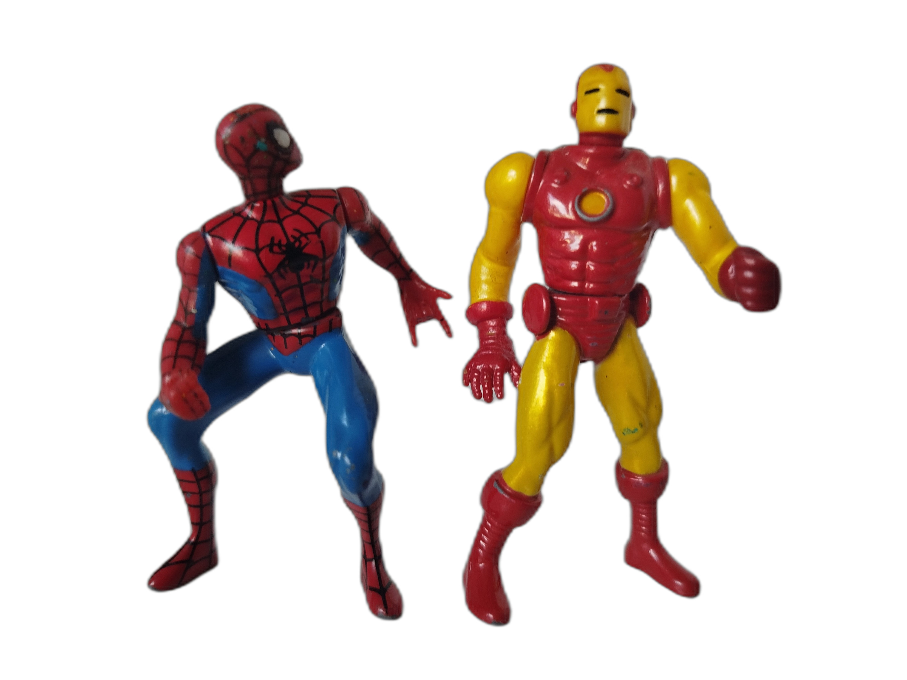 Figuras metalicas de Iron Man y Spider-Man