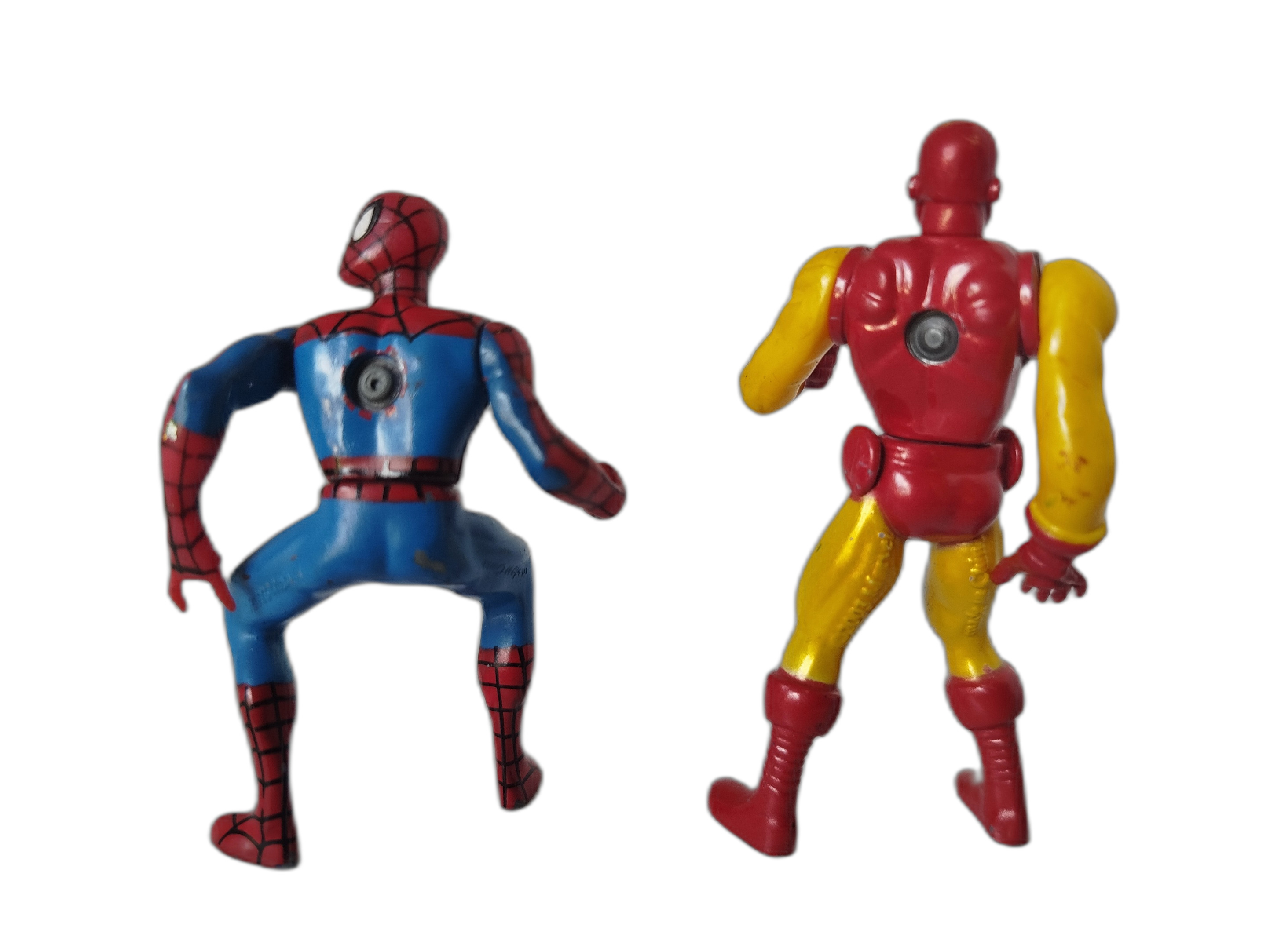 Figuras metalicas de Iron Man y Spider-Man