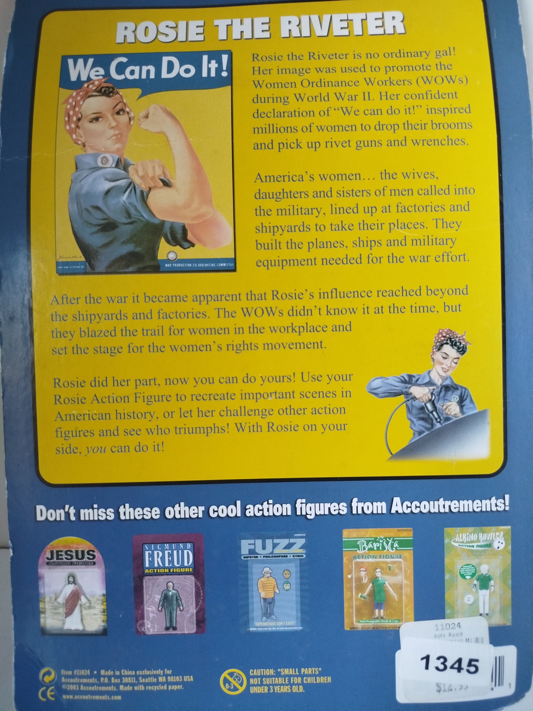 Rosie the Riveter - Con lonchera y pistola remachadora - Basada en el poster de la segunda guerra mundial  WE CAN DO IT