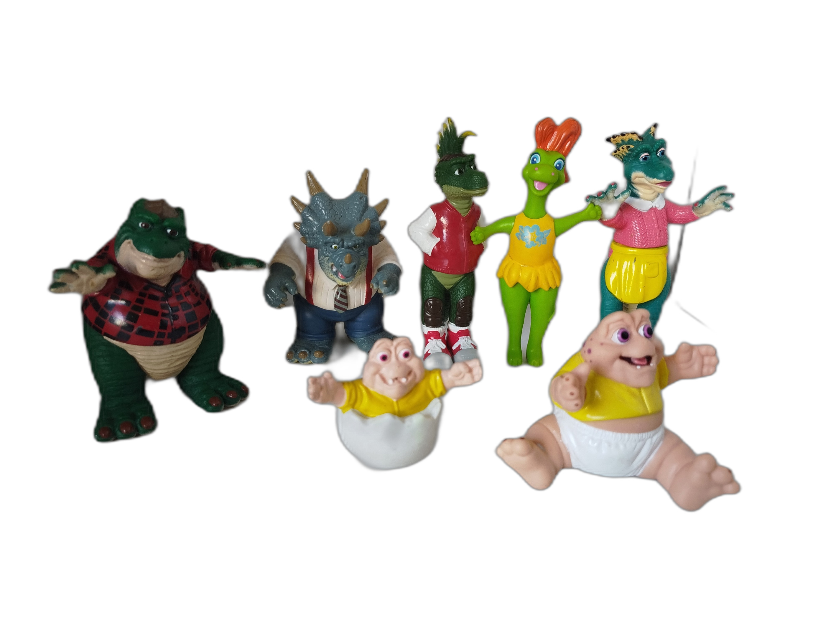 Dinosaurios - Familia Sinclair - De la serie  de television Dinosaurs de los años 90 - Earl, Fran, Robbie, Charlene, La abuela  y dos versiones del bebe Sinclair
