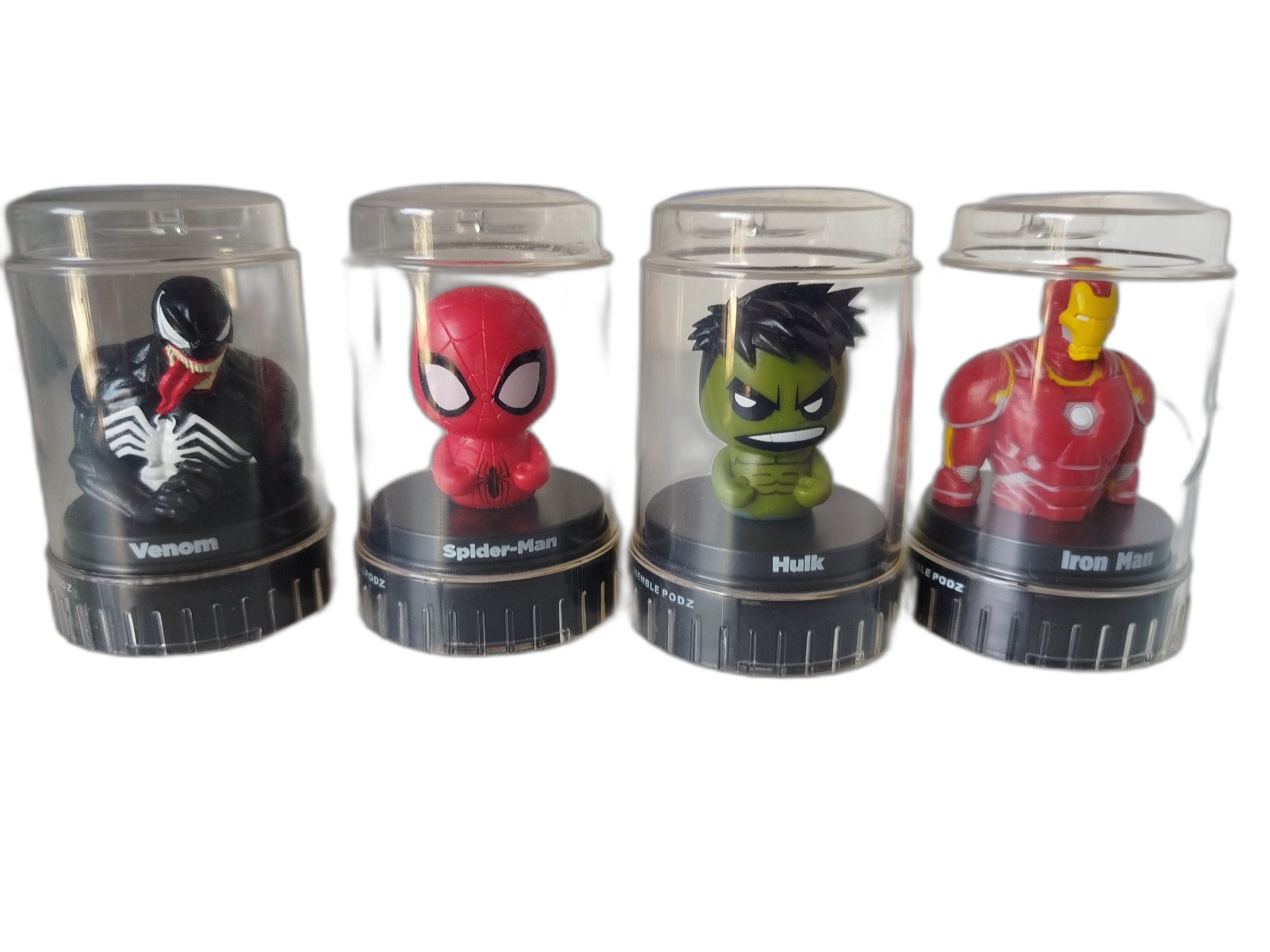 4 PODZ - Superheroes - Cápsulas  transparentes con base negra