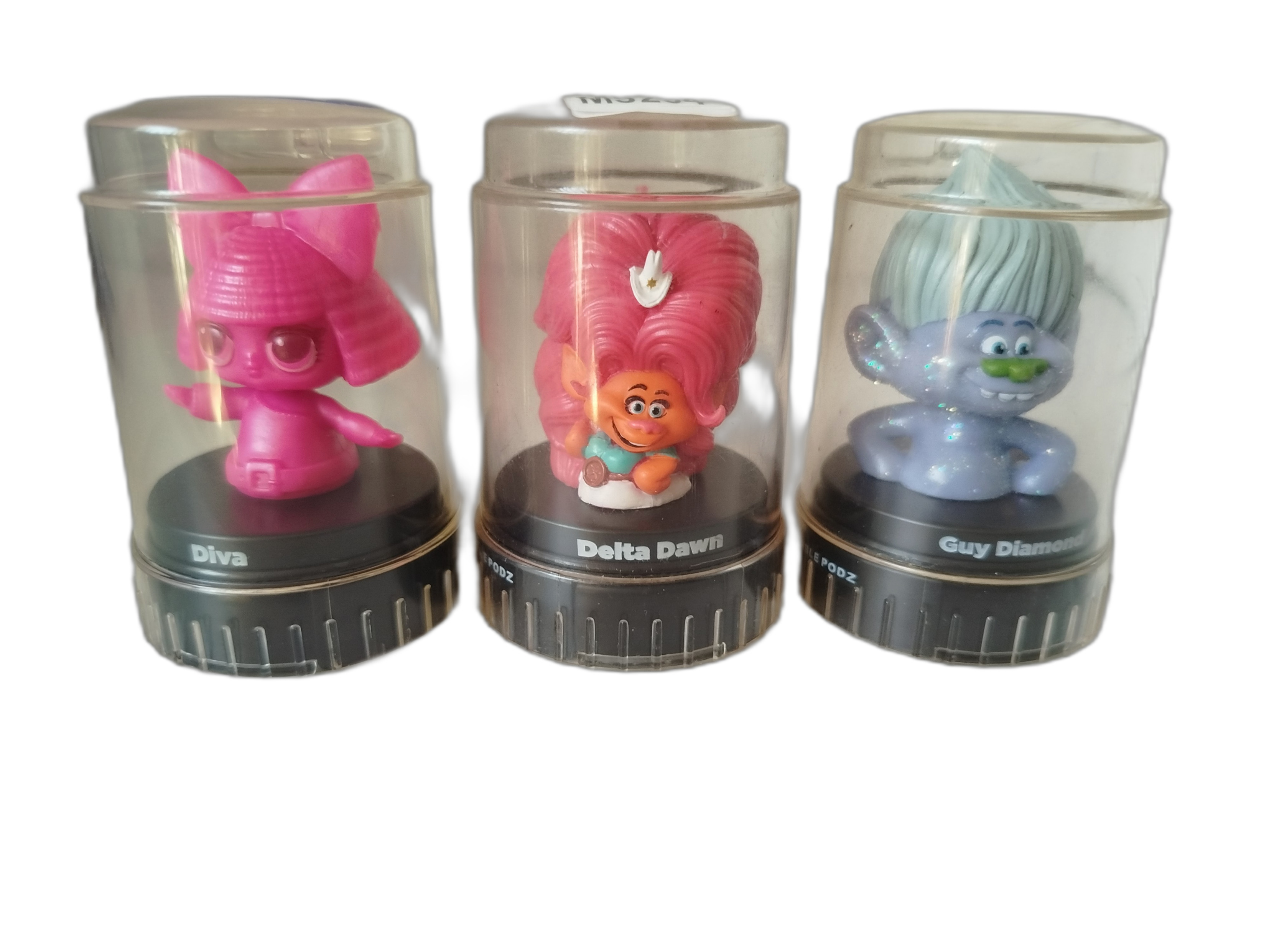 3 PODZ - Trolls - Cápsulas  transparentes con base negra