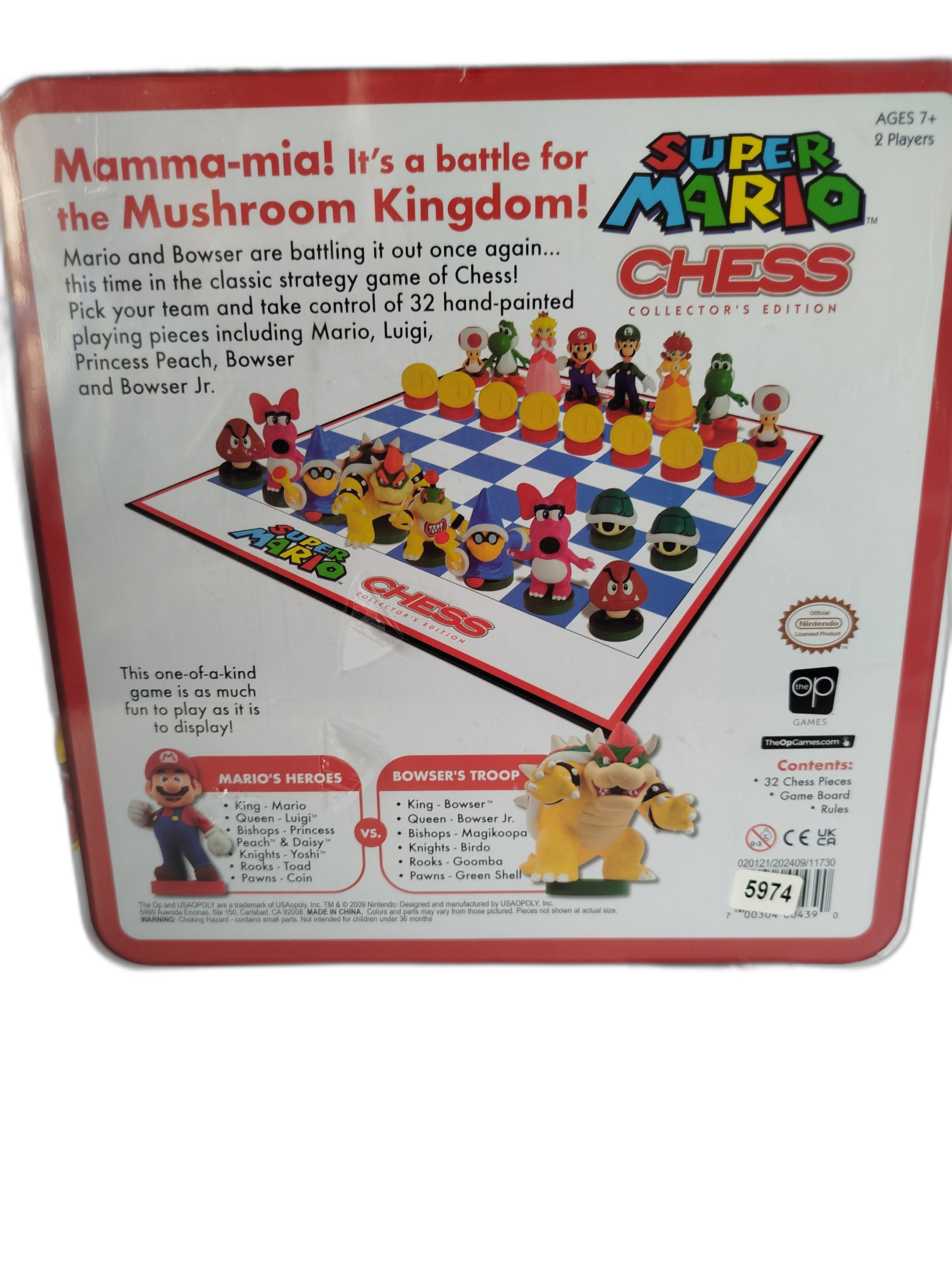 AJEDREZ de Super Mario - Empacado en su caja original - Sin abrir - Caja Metálica