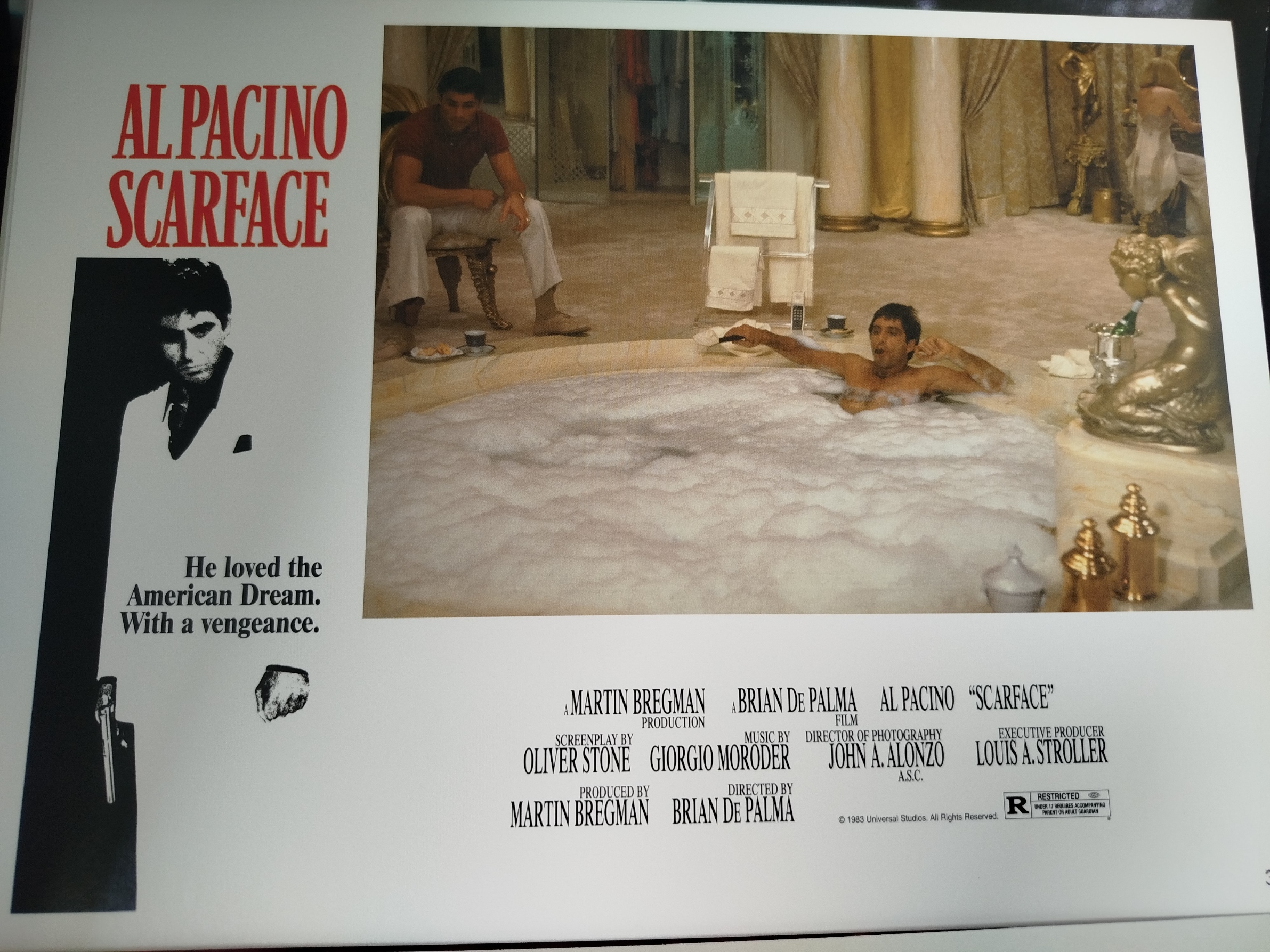 Caja Edicion Especial de Coleccionista de la película Scarface (Caracortada) protagonizada por Al Pacino -  Caja diseño texturizado que simula piel de cocodrilo - Incluye dos DVD y Tarjetas de lobby