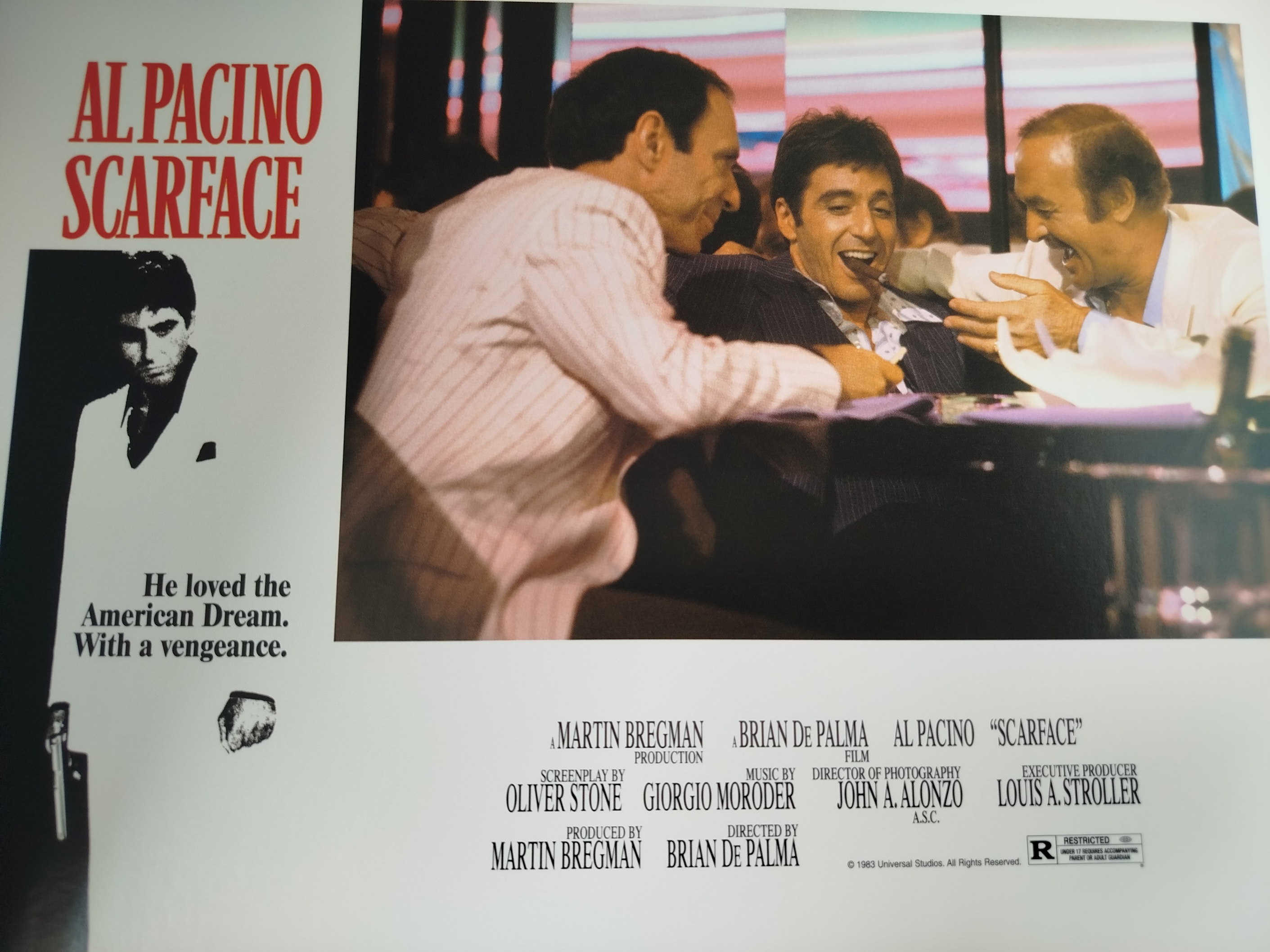Caja Edicion Especial de Coleccionista de la película Scarface (Caracortada) protagonizada por Al Pacino -  Caja diseño texturizado que simula piel de cocodrilo - Incluye dos DVD y Tarjetas de lobby