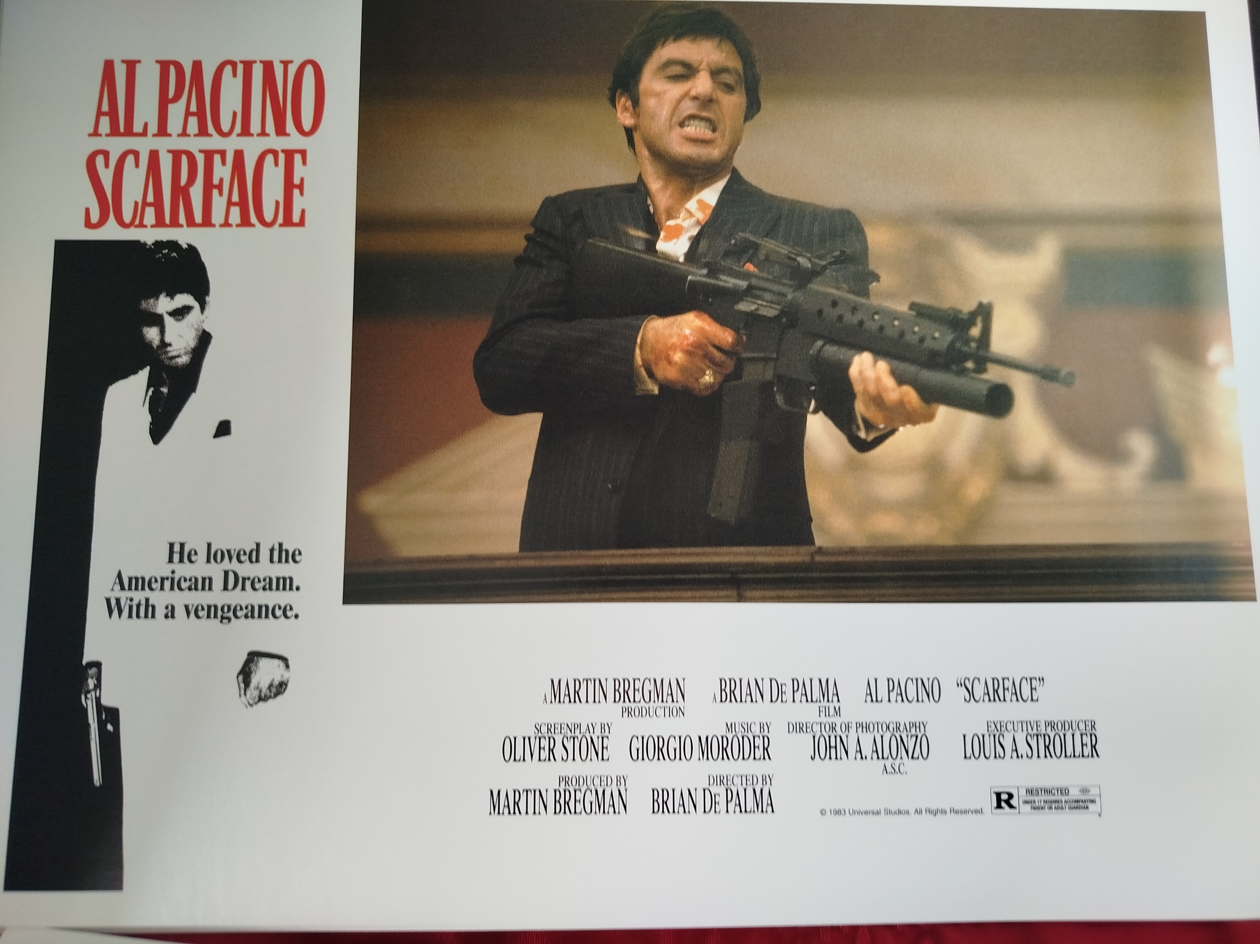 Caja Edicion Especial de Coleccionista de la película Scarface (Caracortada) protagonizada por Al Pacino -  Caja diseño texturizado que simula piel de cocodrilo - Incluye dos DVD y Tarjetas de lobby
