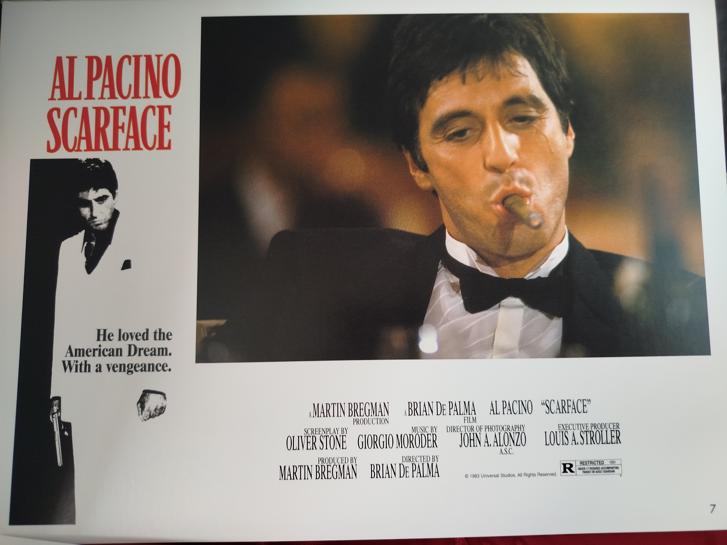 Caja Edicion Especial de Coleccionista de la película Scarface (Caracortada) protagonizada por Al Pacino -  Caja diseño texturizado que simula piel de cocodrilo - Incluye dos DVD y Tarjetas de lobby