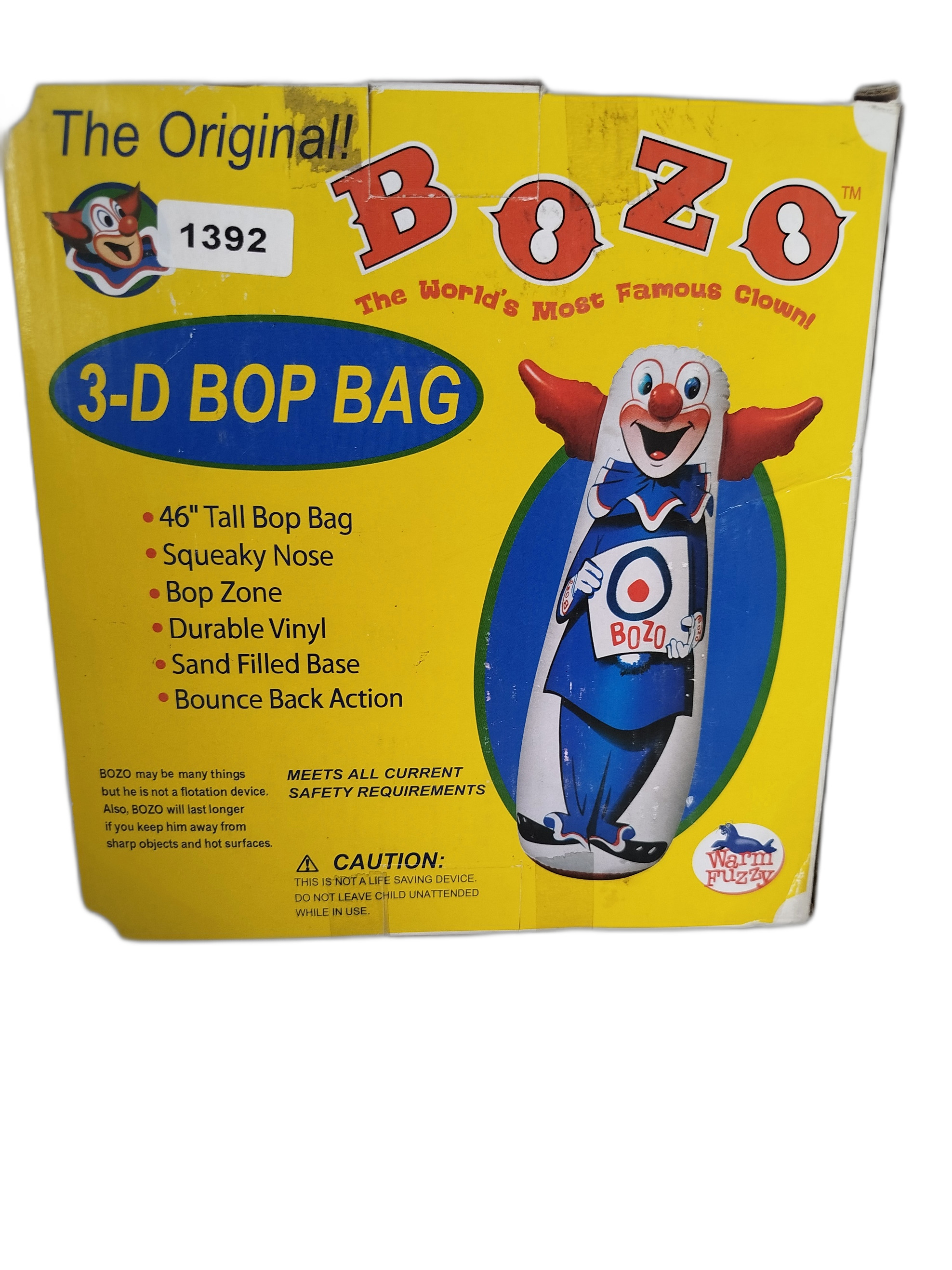 Bozo the Clown 3-D Bop Bag  - Base rellena de arena - Inflable