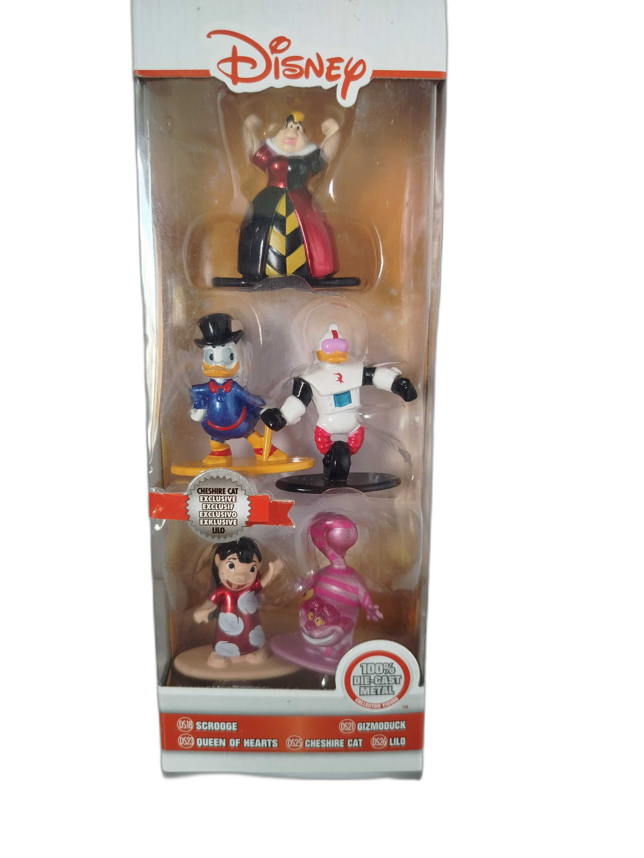 5 Figuras coleccionables de la linea Nano Metalfigs de Minecraft -  Disney, personajes de Tio Rico, la reina de corazones y, el gato de Cheshire y  Lilo