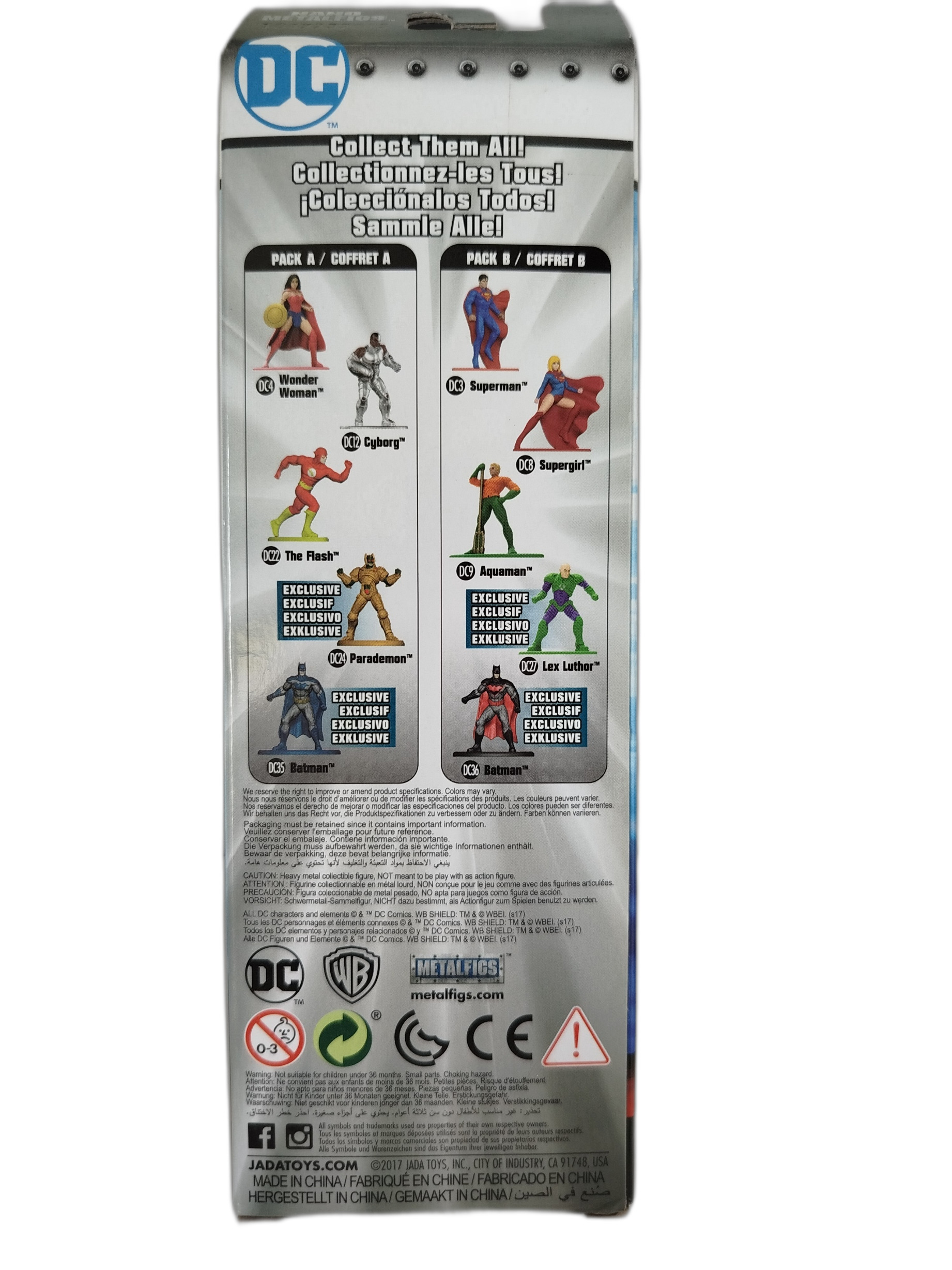 5 Figuras coleccionables de la linea Nano Metalfigs de Minecraft -  Superman,  Aquaman, Supergirl, Lex Luthor  y Batman