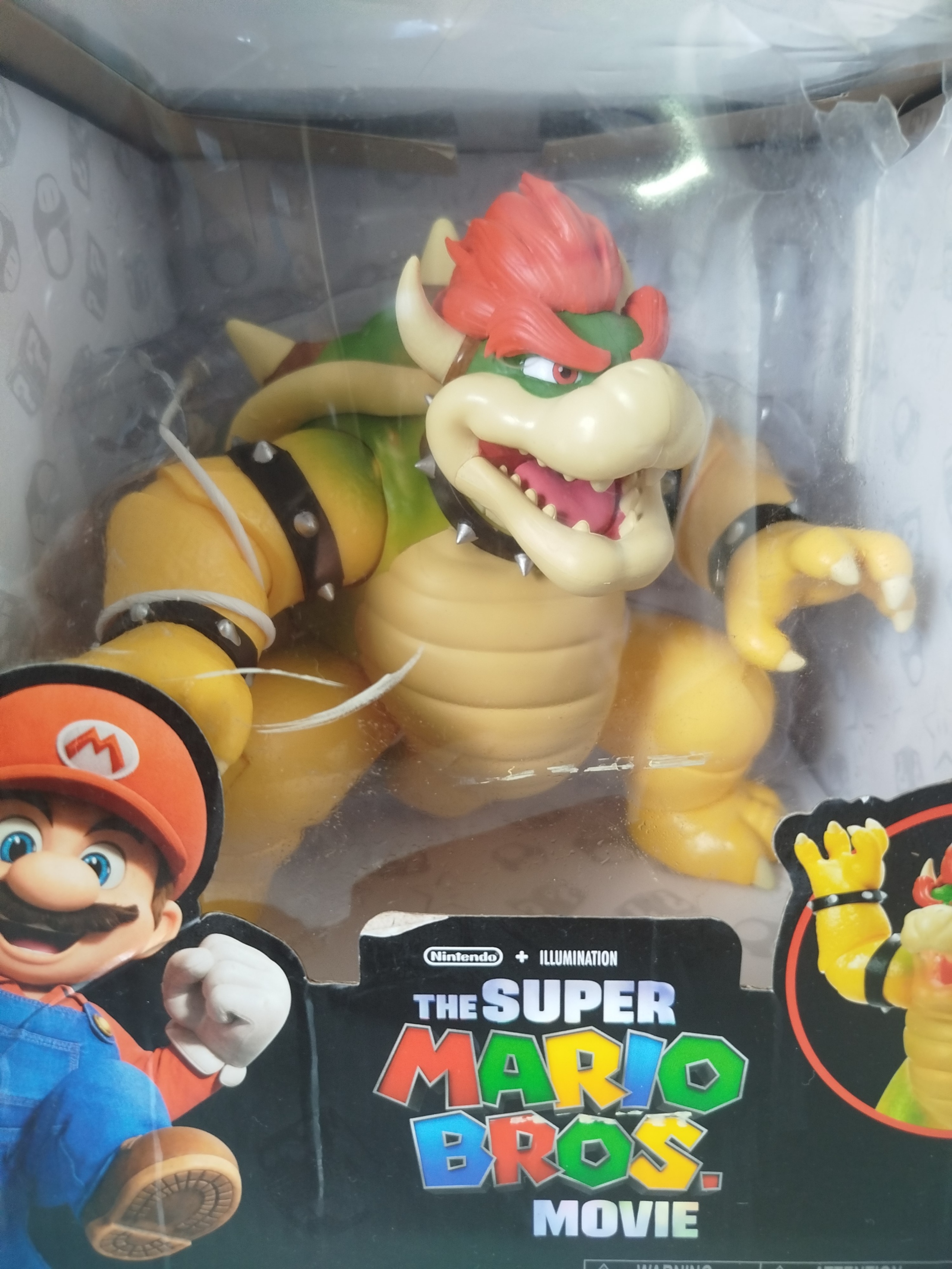 Mario Bros - Figura de Accion de Bowser de 18 cm, de la película Super Mario Bros. 14 Puntos articulados - Papel tranparente de la caja deteriorado