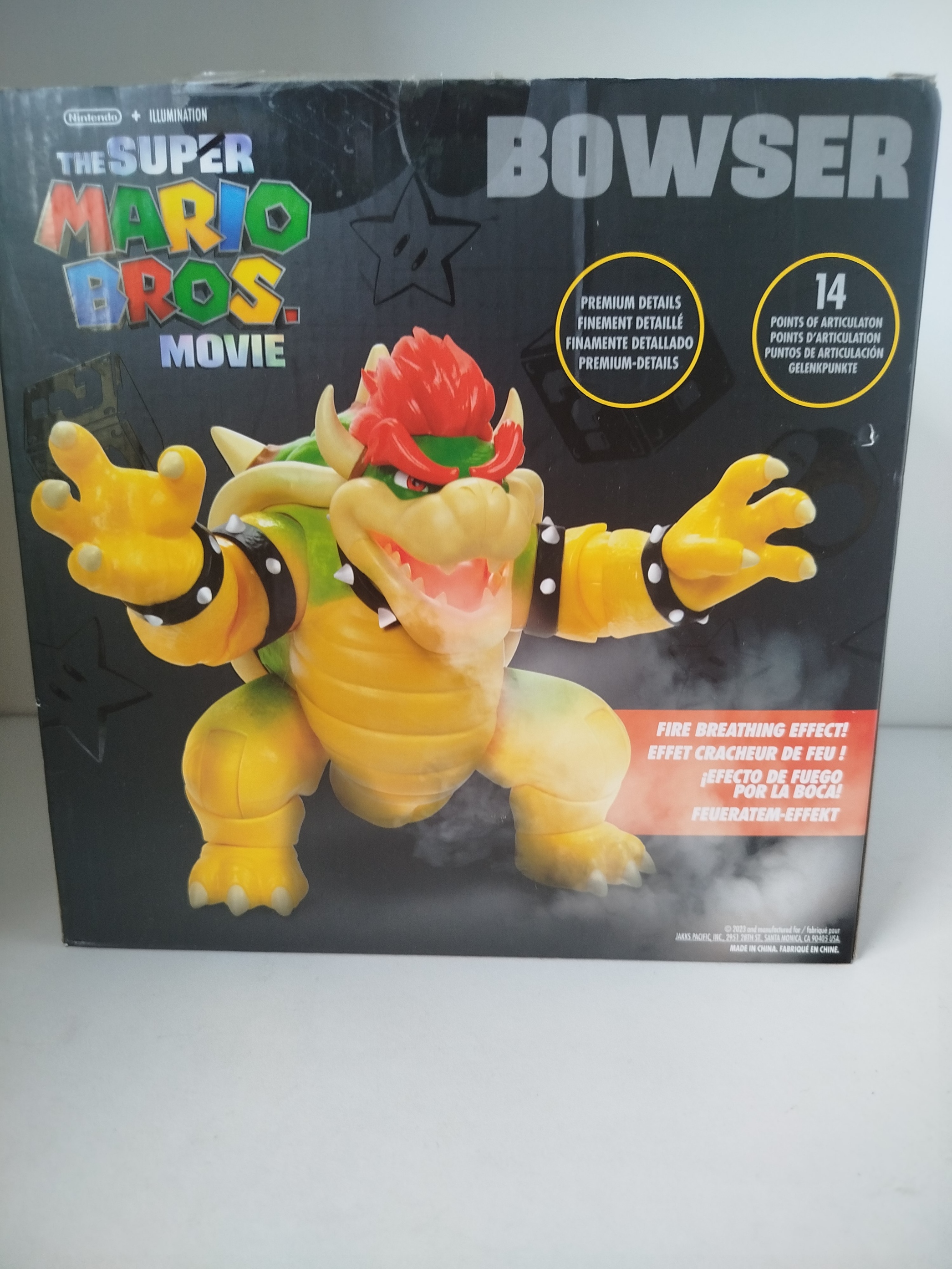 Mario Bros - Figura de Accion de Bowser de 18 cm, de la película Super Mario Bros. 14 Puntos articulados - Papel tranparente de la caja deteriorado
